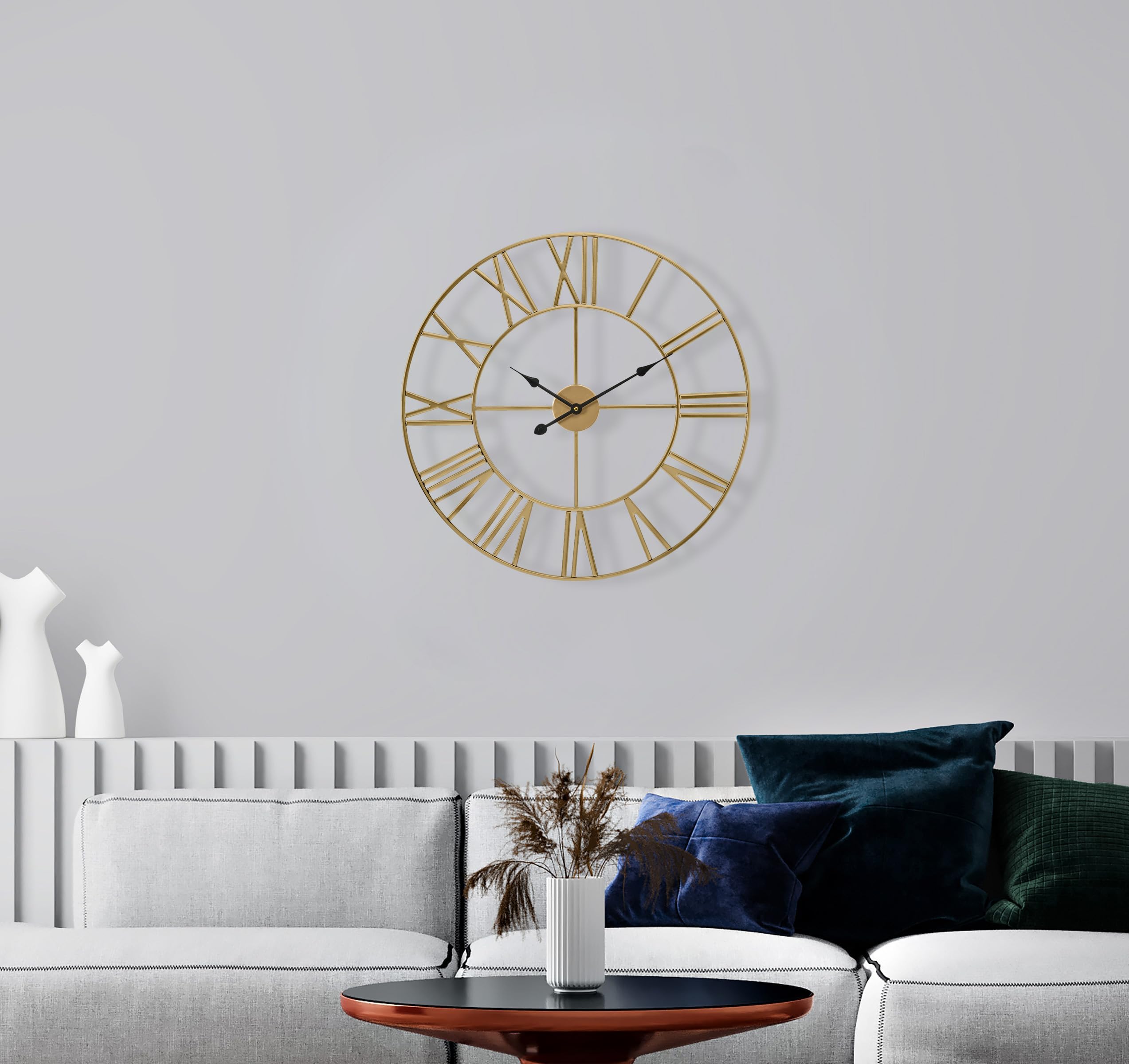 Sorbus Large Wall Clock for Living Room Decor - 16 inch Big Wall Clock Decorative - Battery Operated - Roman Numeral Analog Large Clock for Bedroom, Room, Home, Kitchen, Office, Wall Decor (Gold)