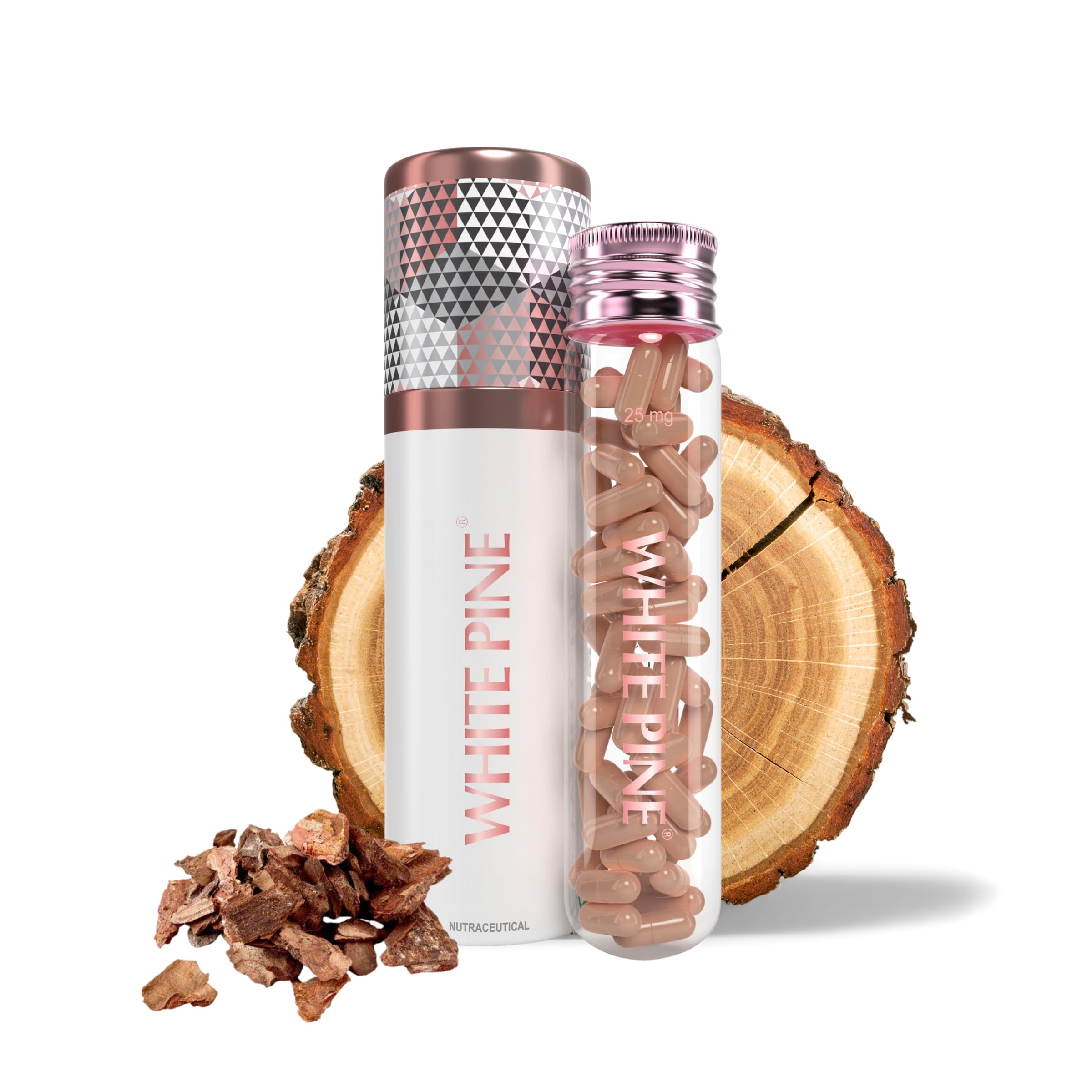 White Pine Pycnogenol (30 capsules, 25mg/capsule) - French Maritime Pine Bark Extract - Antioxidant - Slows Down Ageing - Internal Sunscreen UV Protection - For Skincare & Overall well being