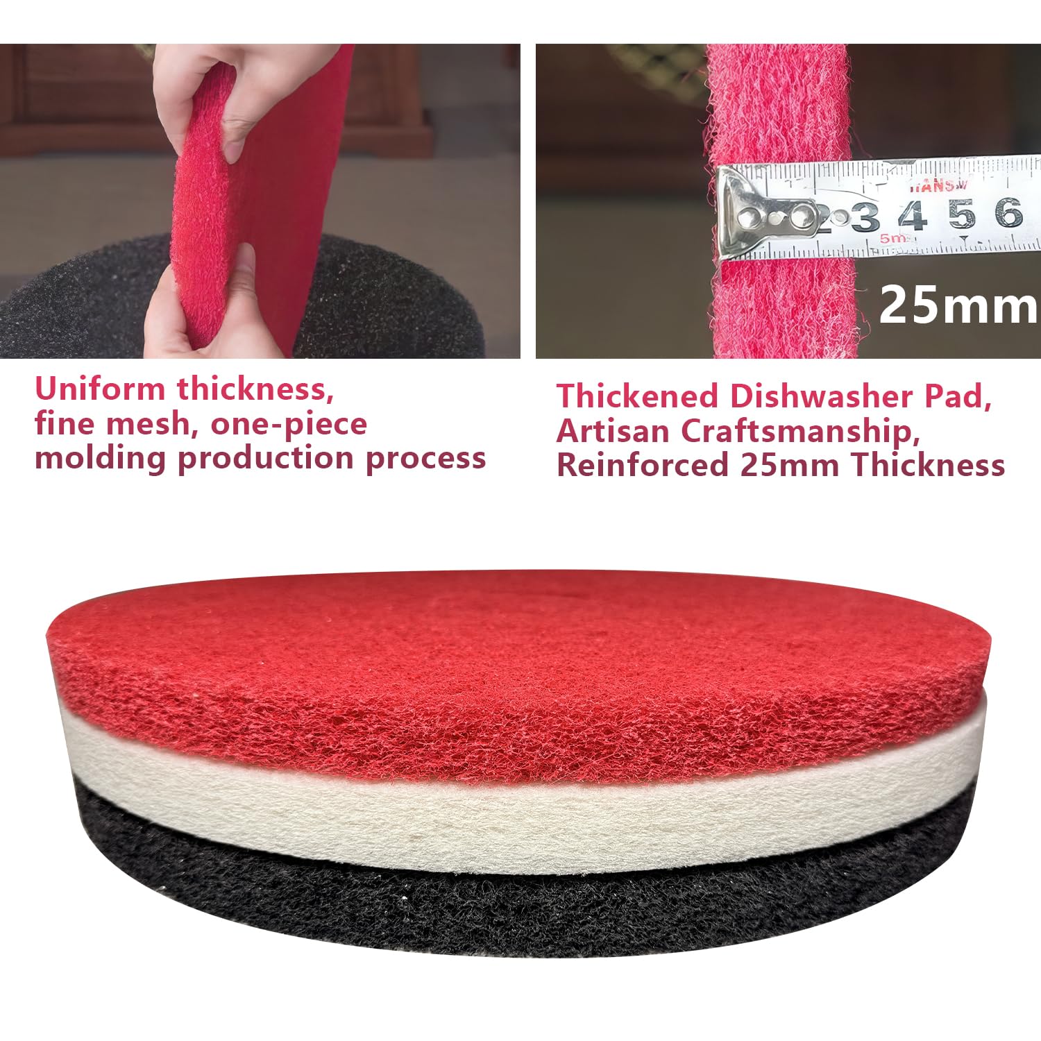 5 pezzi Super Pad, 406 pollici (406 mm) Floor Pads, 25 mm di spessore, bianco morbido – per aspiratore ad agrofix, macchina per la pulizia dei pavimenti