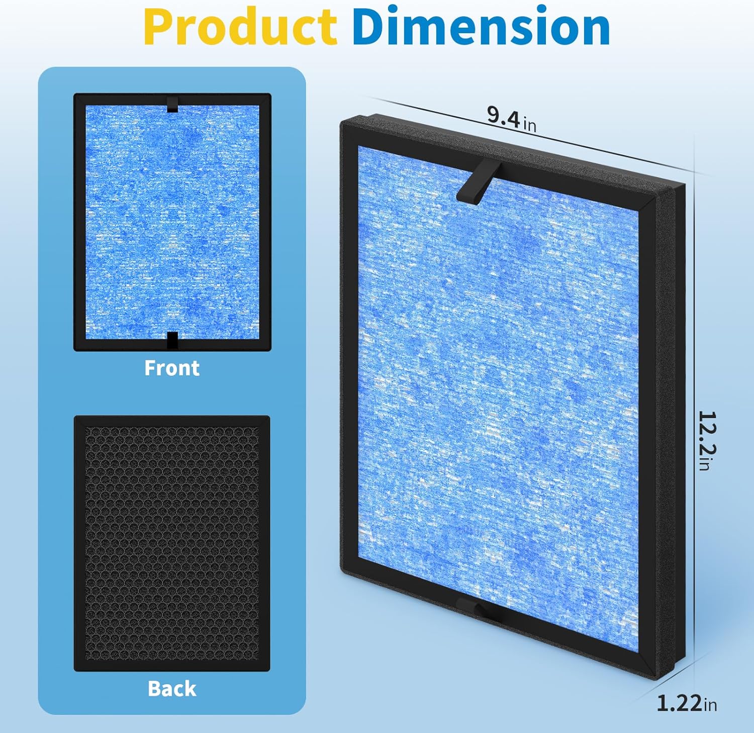 BS-14 Replacement Filter, Compatible with Slevoo BS-14 Air Cleaner Purifier, 3-in-1 Air Filter Replacement, 2 Pack