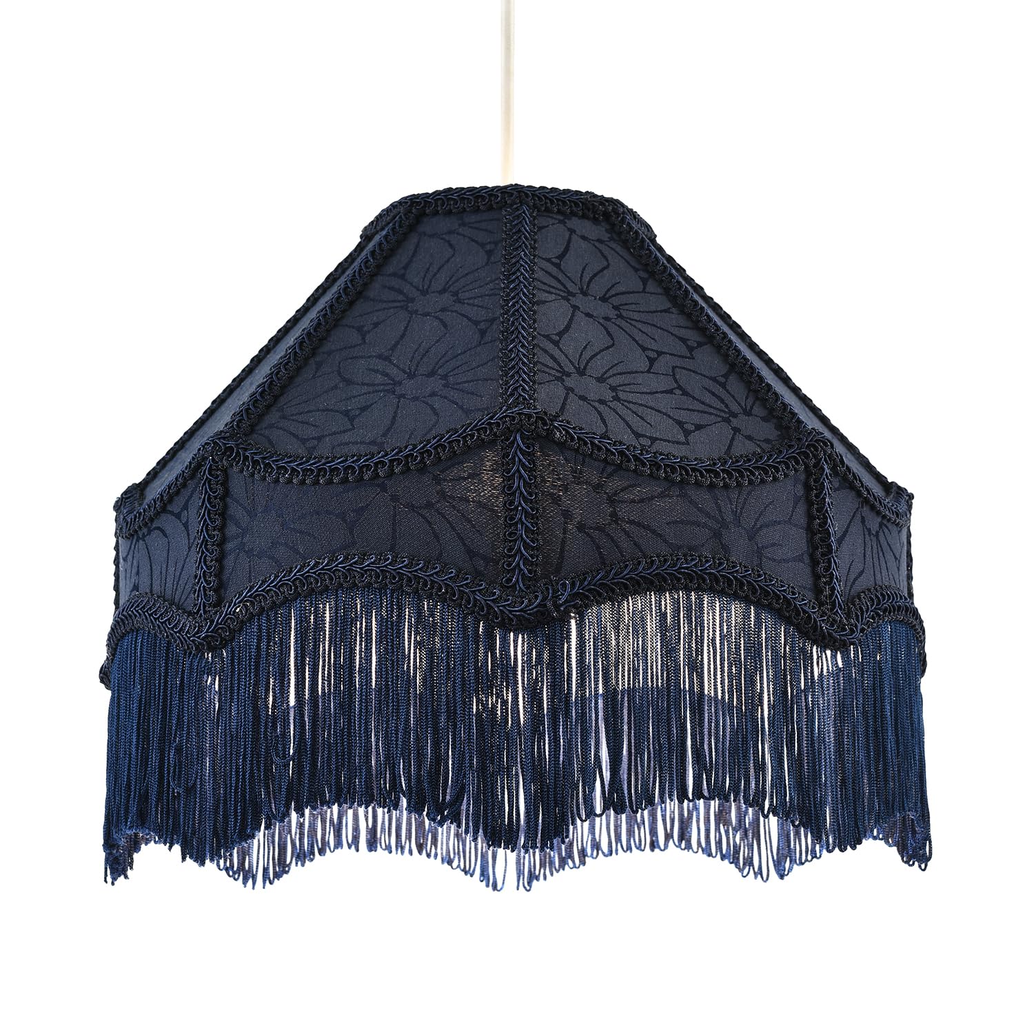 Classic Victorian Style Empire Pendant Shade in Midnight Blue Fabric by Happy...
