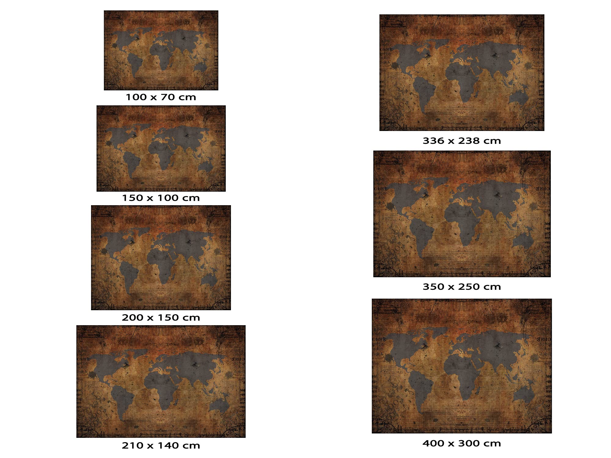 Oedim Fotomural Vinilo Adhesivo Mapa del Mundo Antiguo, 200x150cm, Vinilo Adhesivo Decorativo para Habitaciones, decoración para Paredes.