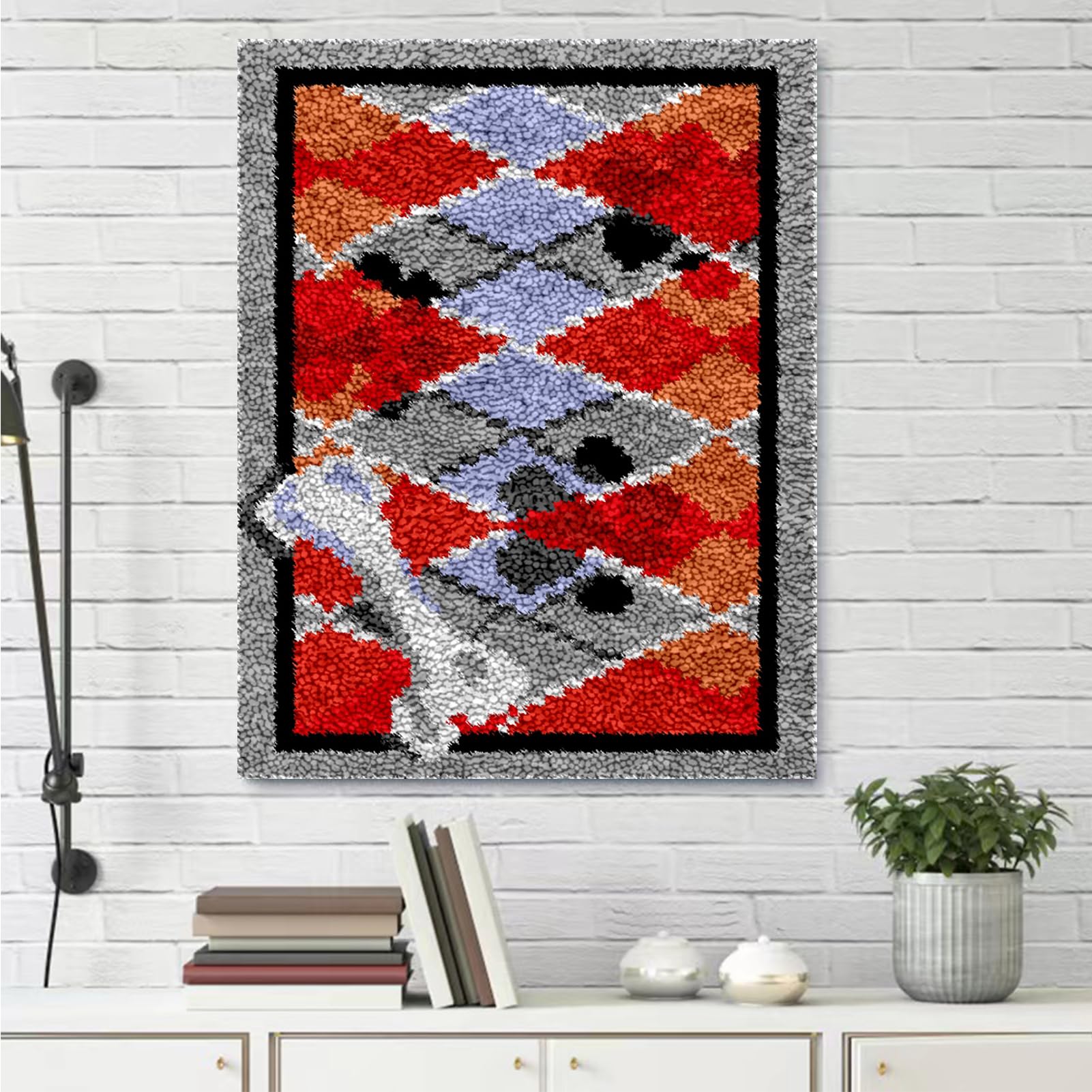 Kit per tappeto con gancio a scatto per adulti, fai da te, tela stampata, kit per ricamo, filato all'uncinetto, cuscino da pavimento, grande gancio per la decorazione della casa, 55 x 75 cm