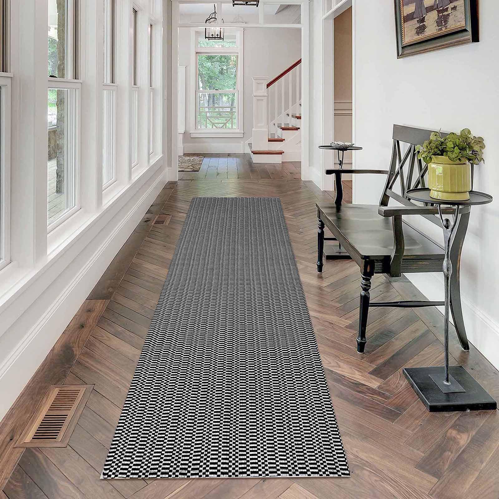 KOZYFLY Washable Runner Rug 2x8 ft Non Slip Hallway Kitchen Runner Rugs with Rubber Backing Bobo Black and White Entryway Runner Indoor, Carpet Runners for Hallway Kitchen Entryway Bedroom