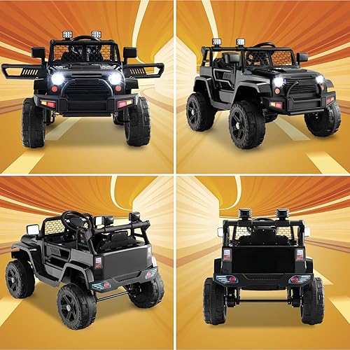 Miniatura 8 de Costzon Auto de paseo con batería de 12 V con control remoto suspensión de resorte faros música bocina MP3 puerto USB y auxiliar regalo para niños y