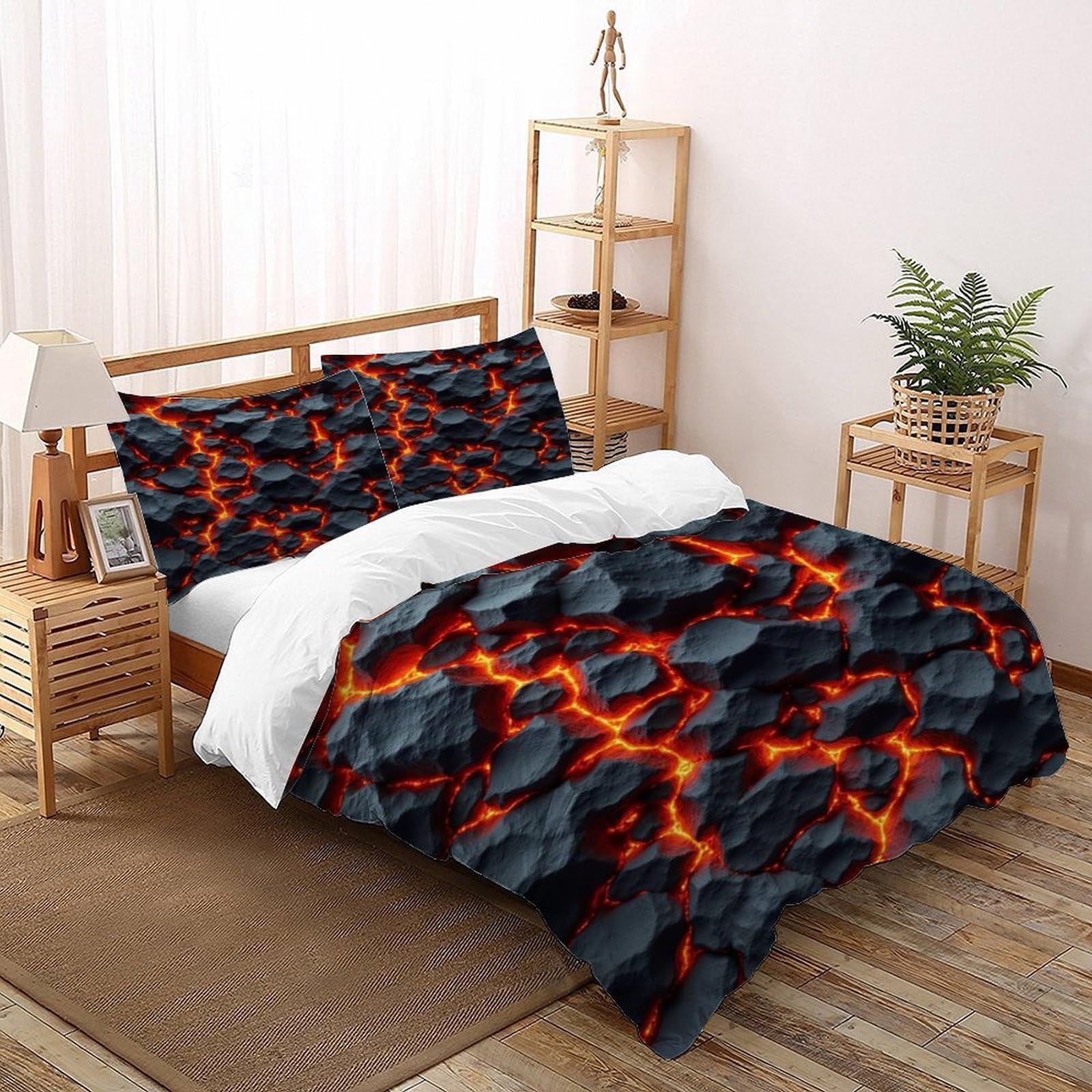 Housse de couette space theme 260x220cm avec taies d'oreiller pour grand lit adulte