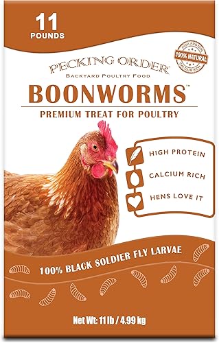 Pecking Order Boonworms Treat for Chickens are Protein and Calcium Rich Black Soldier Fly Larvae to Support Laying Hens (11 LB)