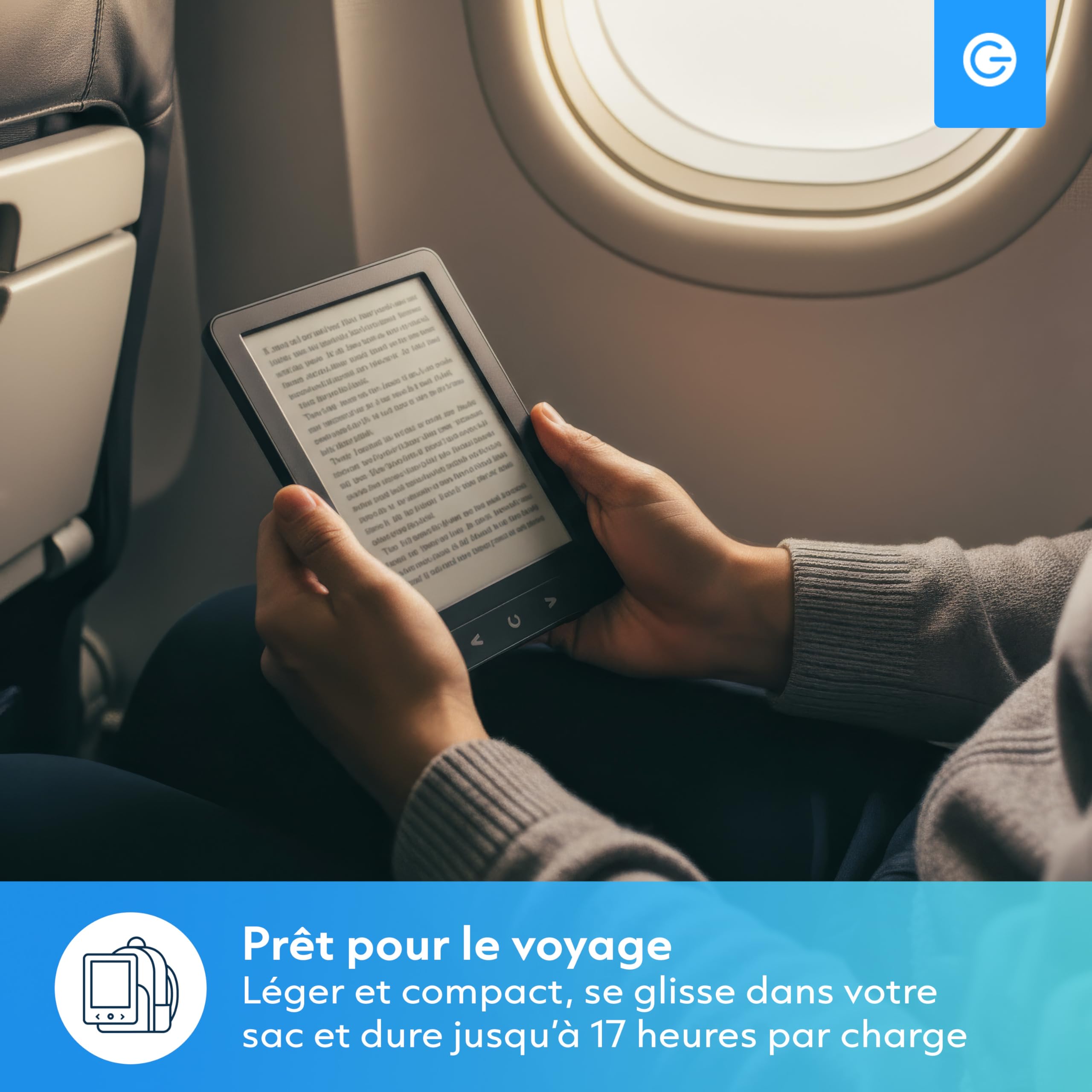 Silvergear® Ebook Reader avec Rétroéclairage | Écran Tactile E-Ink de 6 Pouces | Mémoire de 4 Go pour 3000+ E-Books | Pocketbook | Antireflet et Léger | Noir