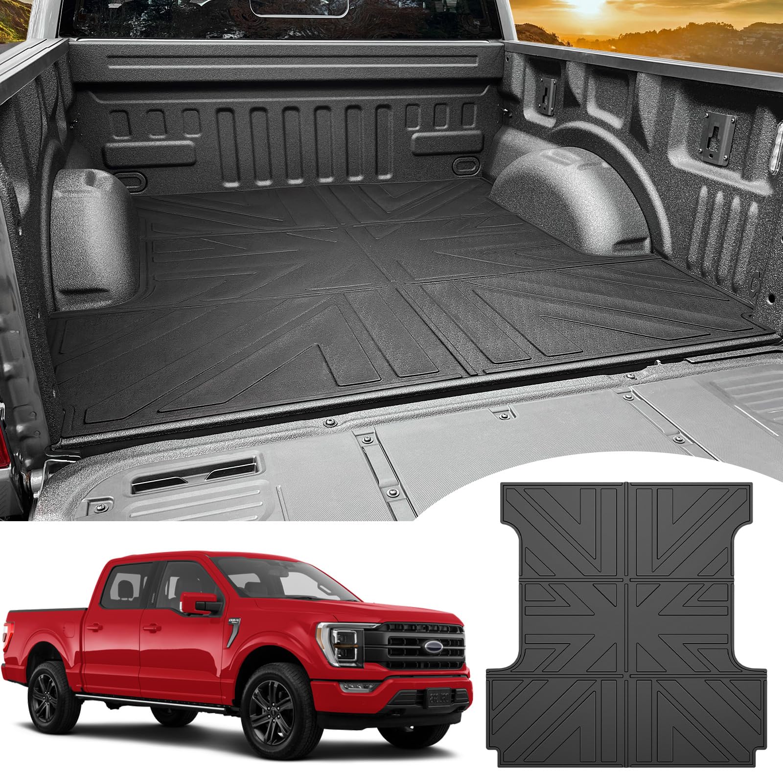Truck Bed Mat Fit for 2015-2024 F150 5.5ft, Truck Bed Liner All Weather Pickup Bed Mat for F-150 Accessories 2023 2024