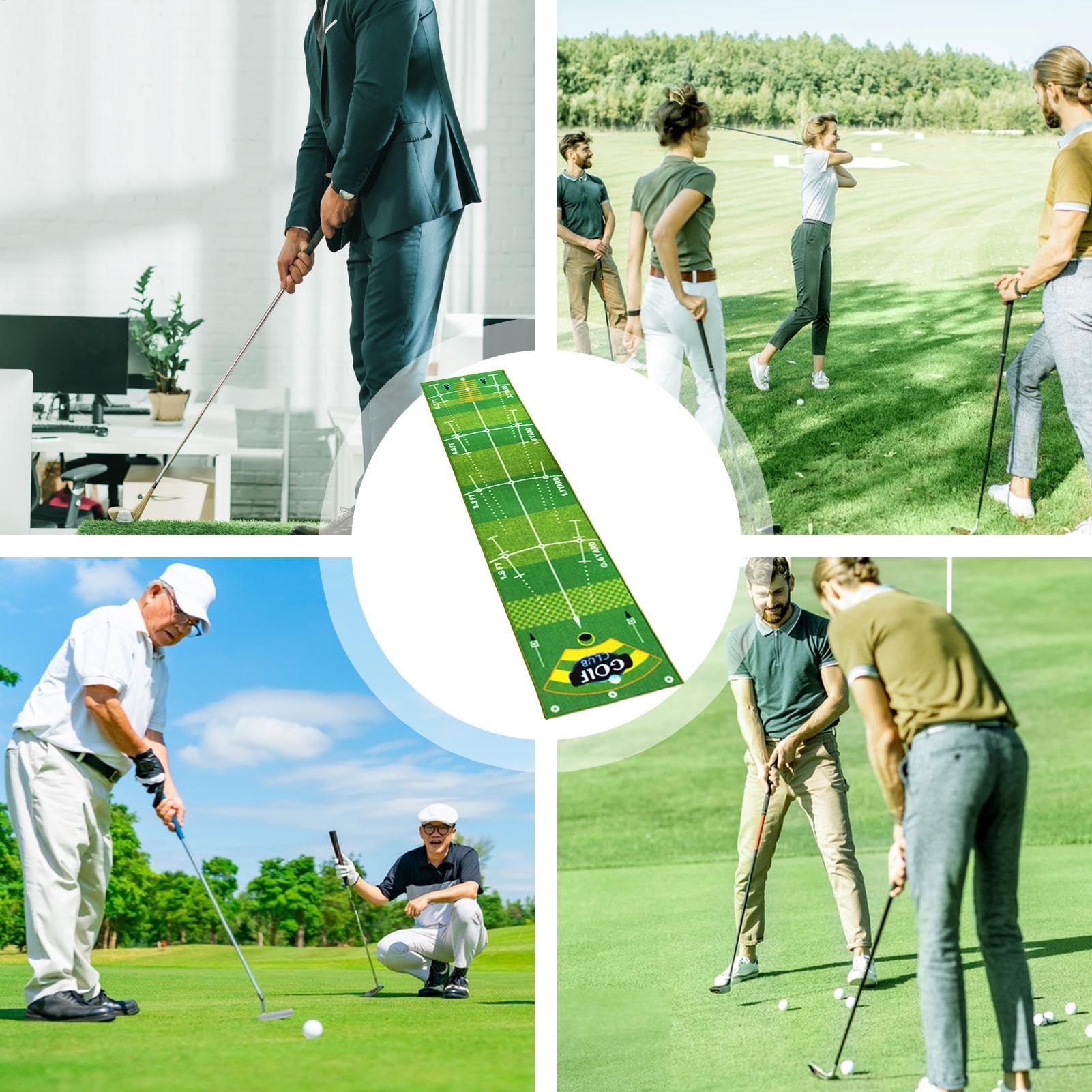 Putting Green Mat | 0,5 x 2,4 m Golf-Übungsmatte | Sport-Pad für drinnen und draußen, verbessert Ihre Putting-Fähigkeiten, rutschfeste Unterseite