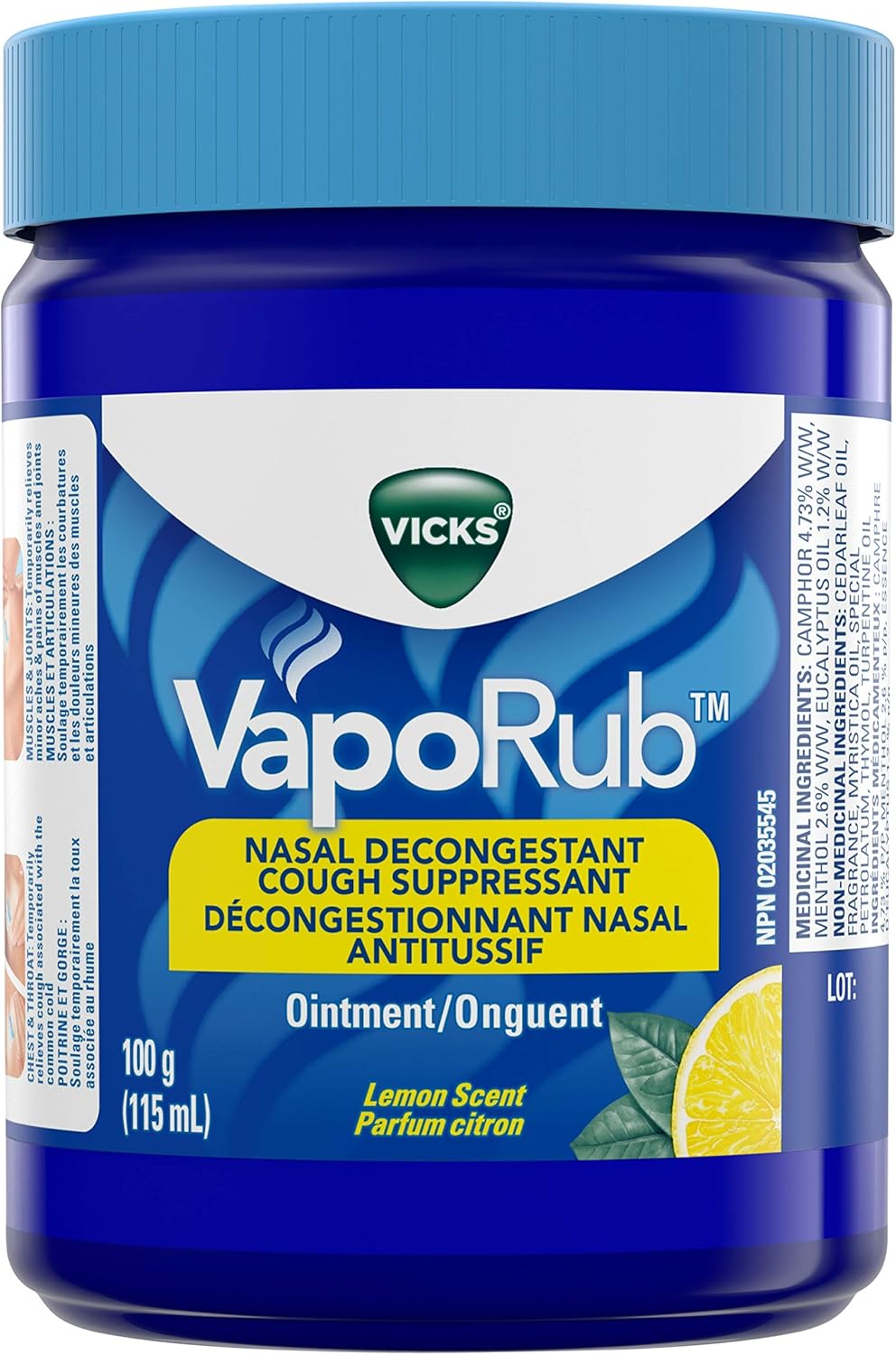Vicks VapoRub Chest Rub Ointment, 115ml/100gm, Cough Suppressant, Relief from Cold, Aches, and