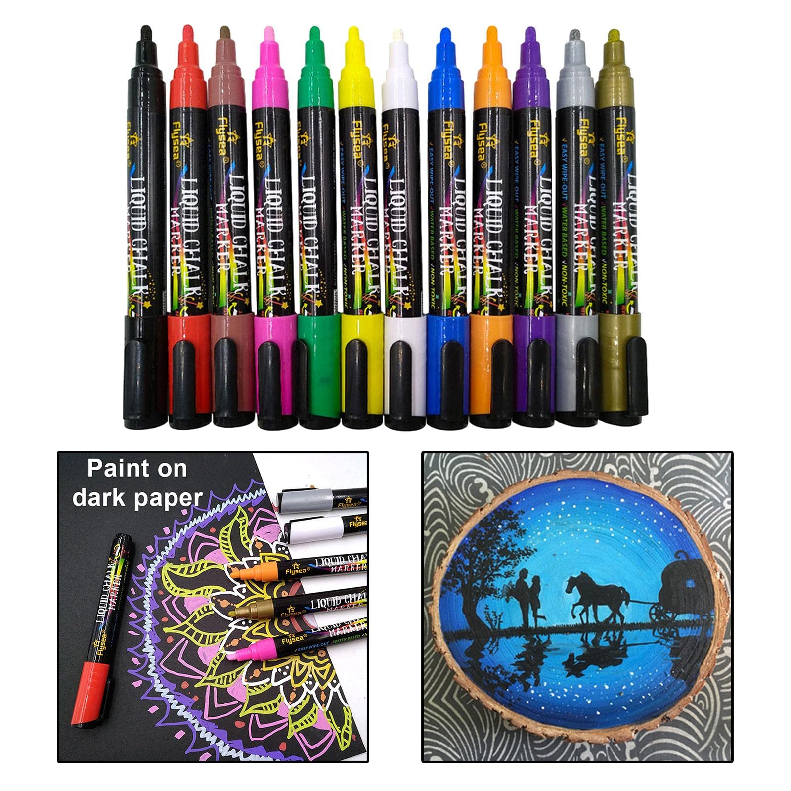 Juego de 3 rotuladores fluorescentes, 12 unidades, estilo vintage, graffiti