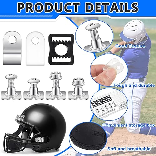 Miniatura 3 de Dunzy Kit de reparación de casco de fútbol, kit de accesorios para casco de fútbol, incluye correa de barbilla, destornillador en forma de R, clips