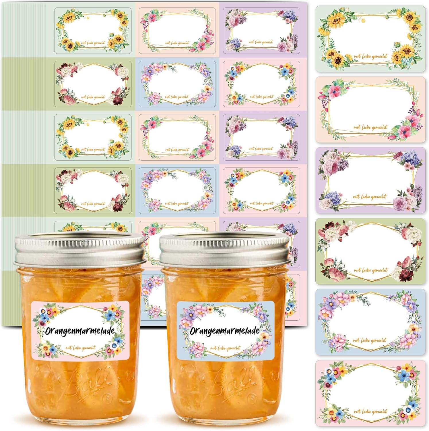 Kostenlose Aufkleber für Marmeladengläser – Ideen und Vorlagen zum Selbermachen 3 Marmeladenglas mit selbstgemachtem Aufkleber in verschiedenen Farben