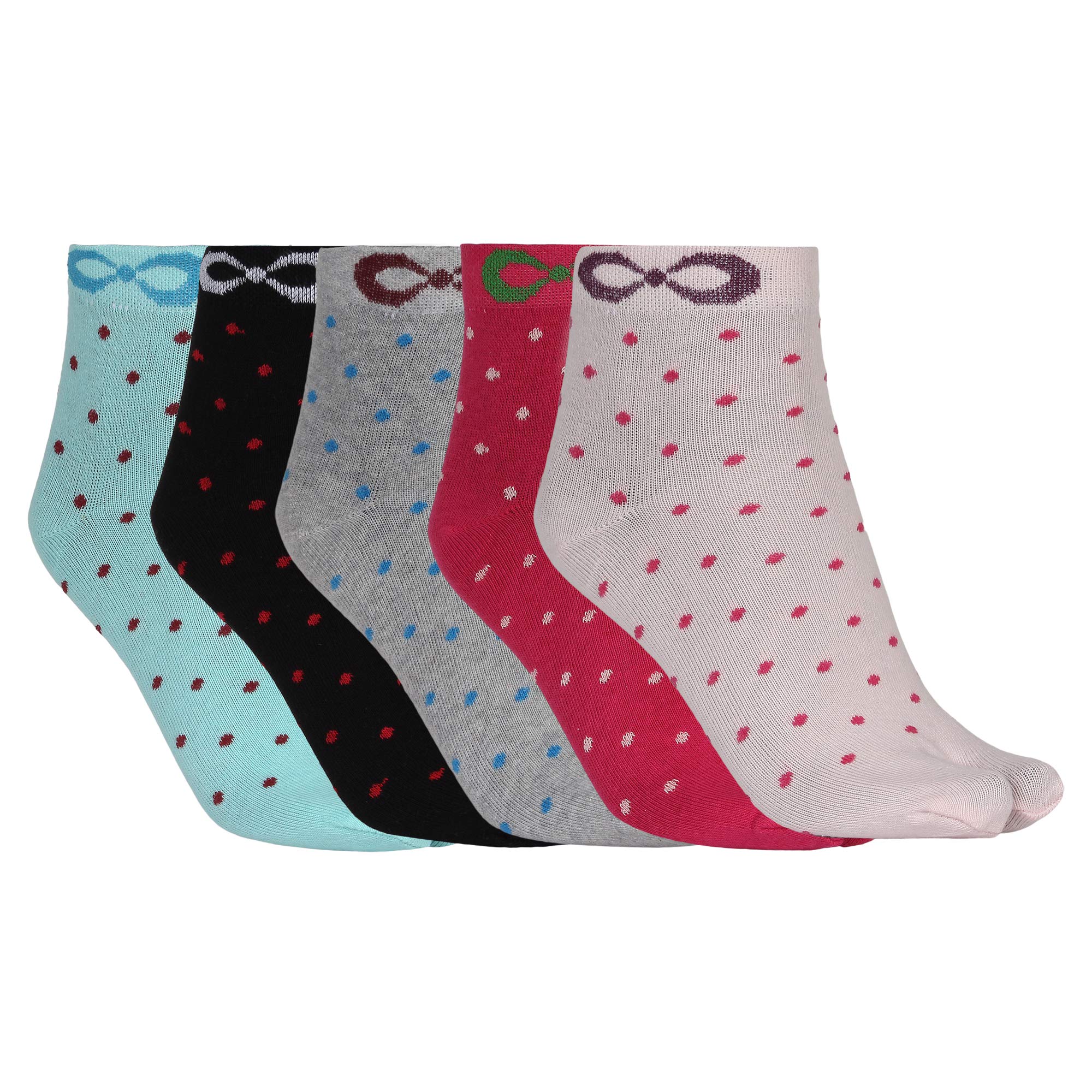 Printed Colourful Ankle Socks For Women/Girls Combo of 5-image-39