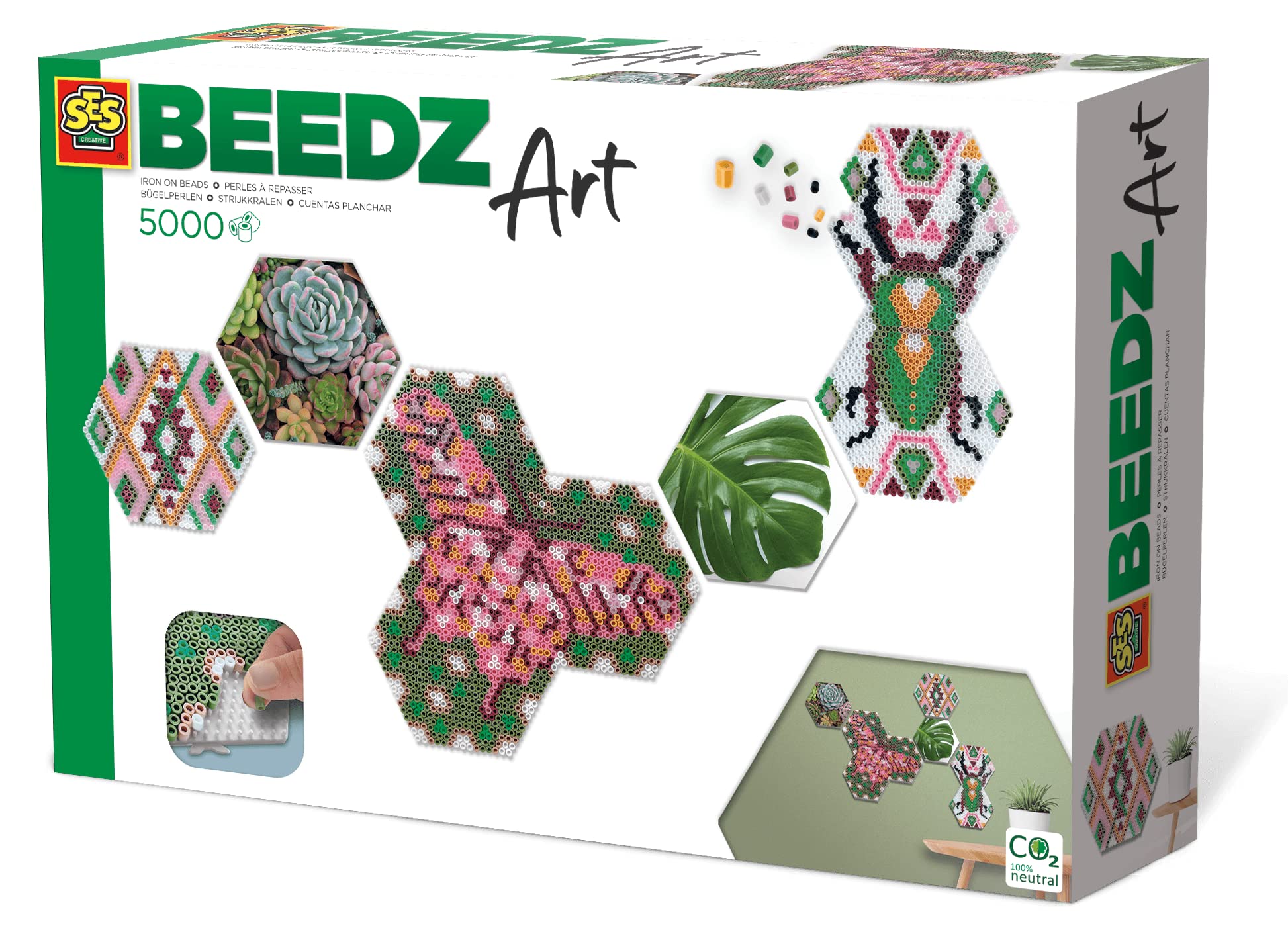 SES Creative 06021 Beedz Art-Hex Tiles Botanical, Various