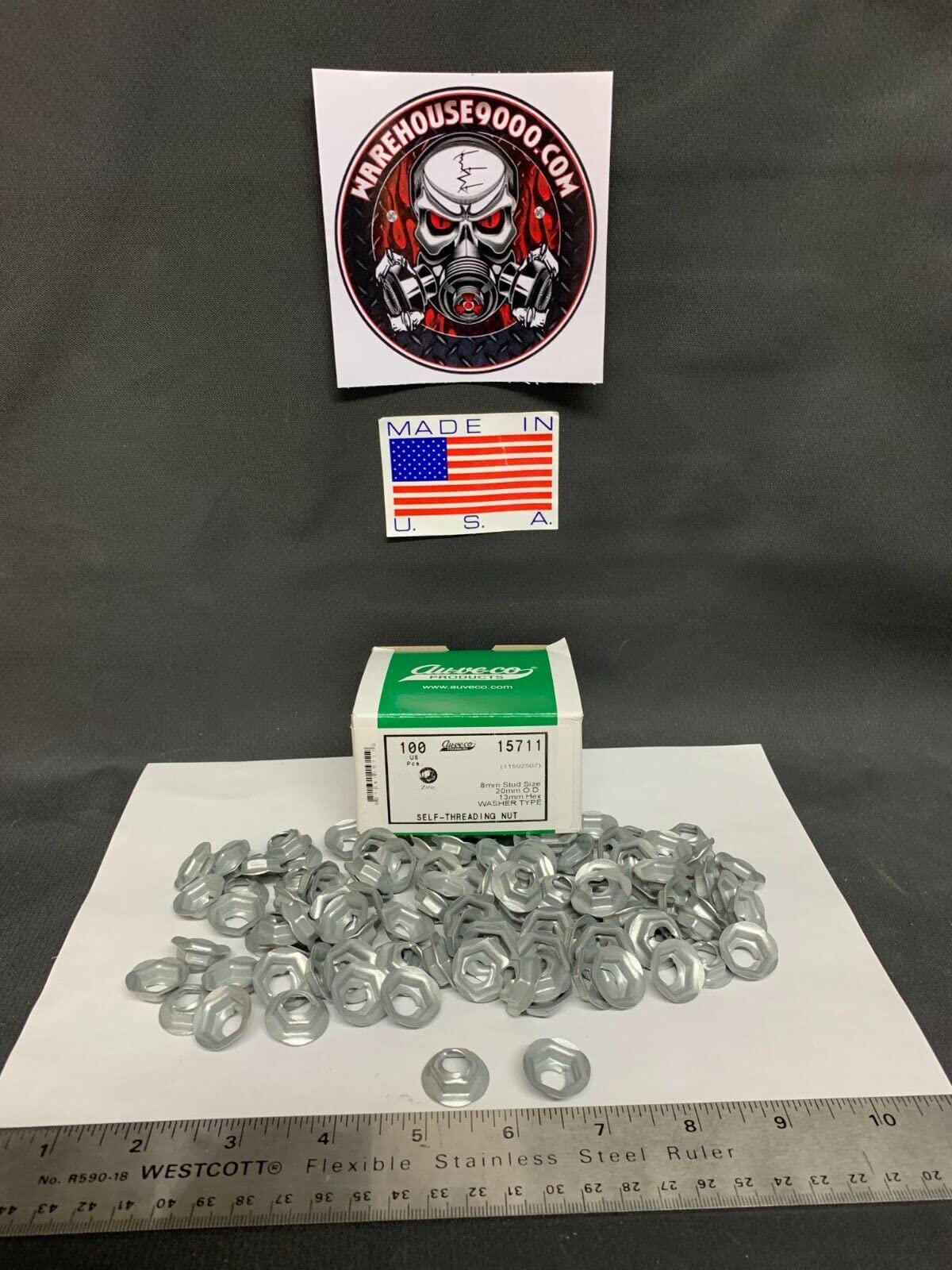 100 Washer Type Self - Threaded Nut Compatible with Auveco 15711 OEM:11502507,11509535,11514282