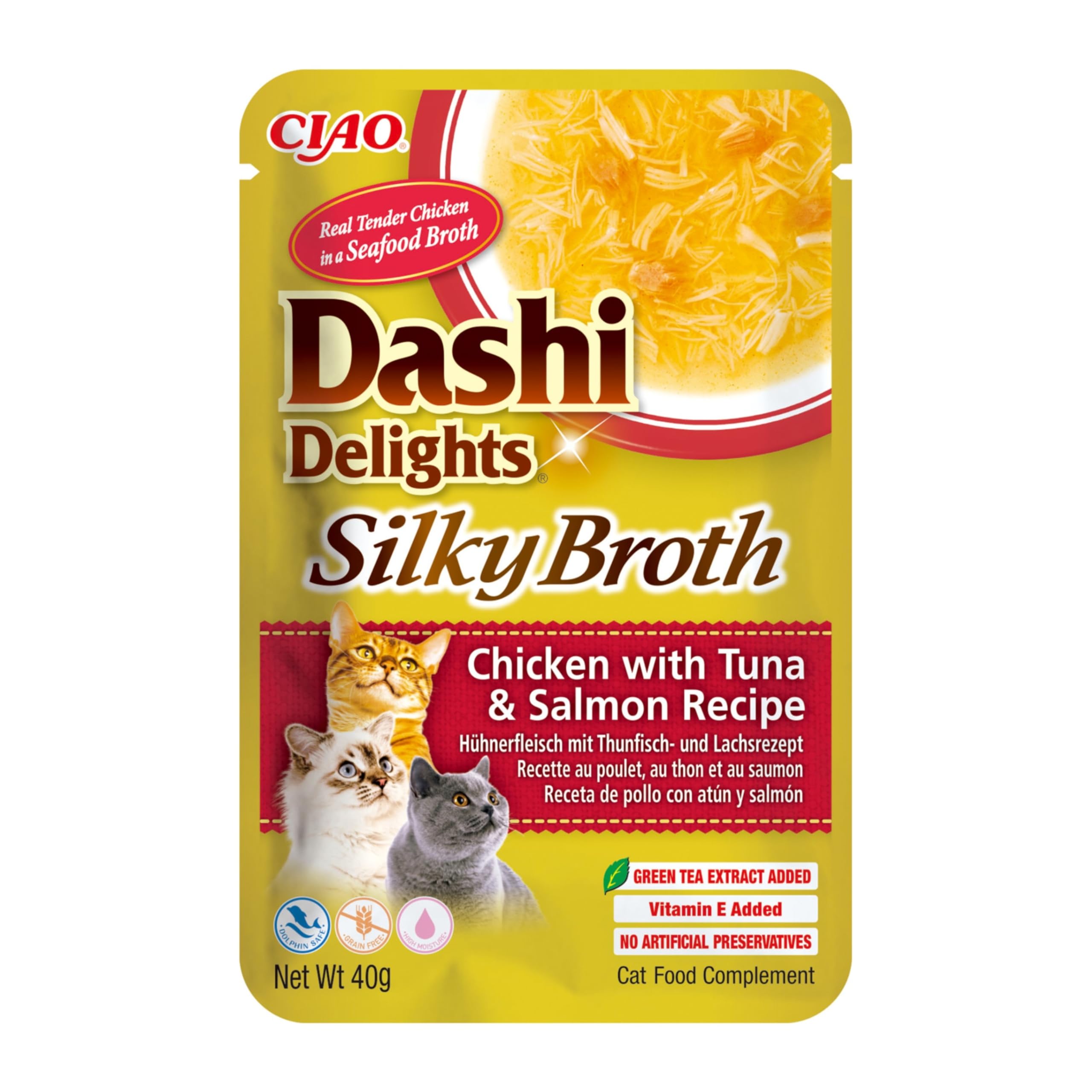 DASHI Delights Cat Silky Broth Busta Multipack 12X40G POLLO CON TONNO E SALMONE
