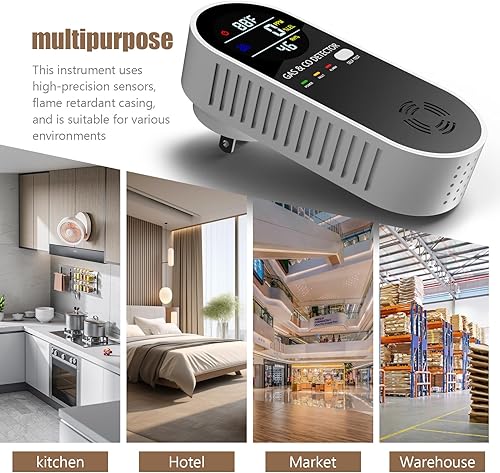 Miniatura 4 de Detector de gas natural enchufable y detector de monóxido de carbono 4 en 1, detector de gas de combinación de metano combustible de CO Plug and