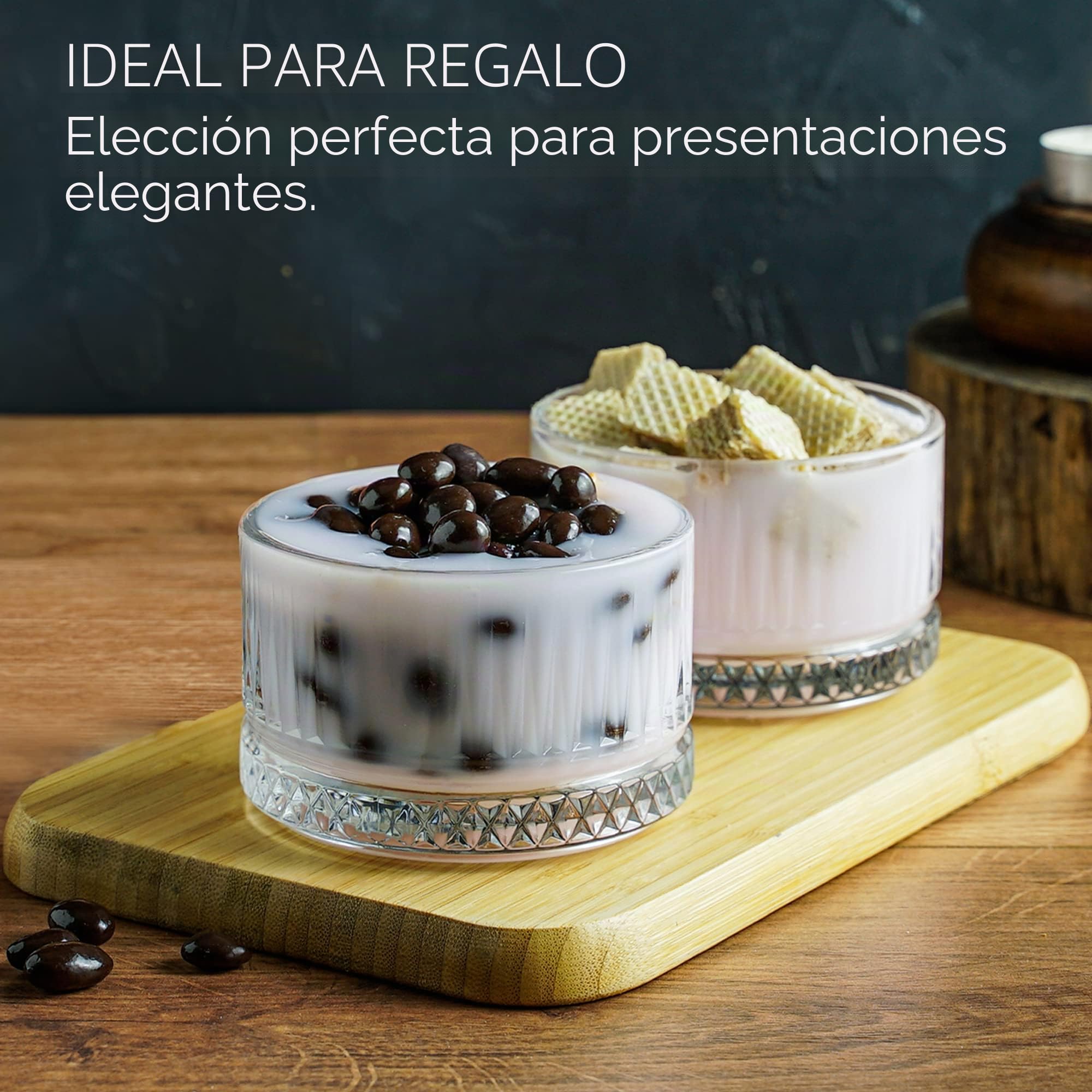 Crystalia Premium Cuencos para Postres Cristal, 100% SIN PLOMO Cuenco de Helado de Vidrio, Cuencos de Postre, Sundae Trifle, Fruta, Cuenco de Cristal Decorativo, Copas Postre Cristal, Cuenco Natillas