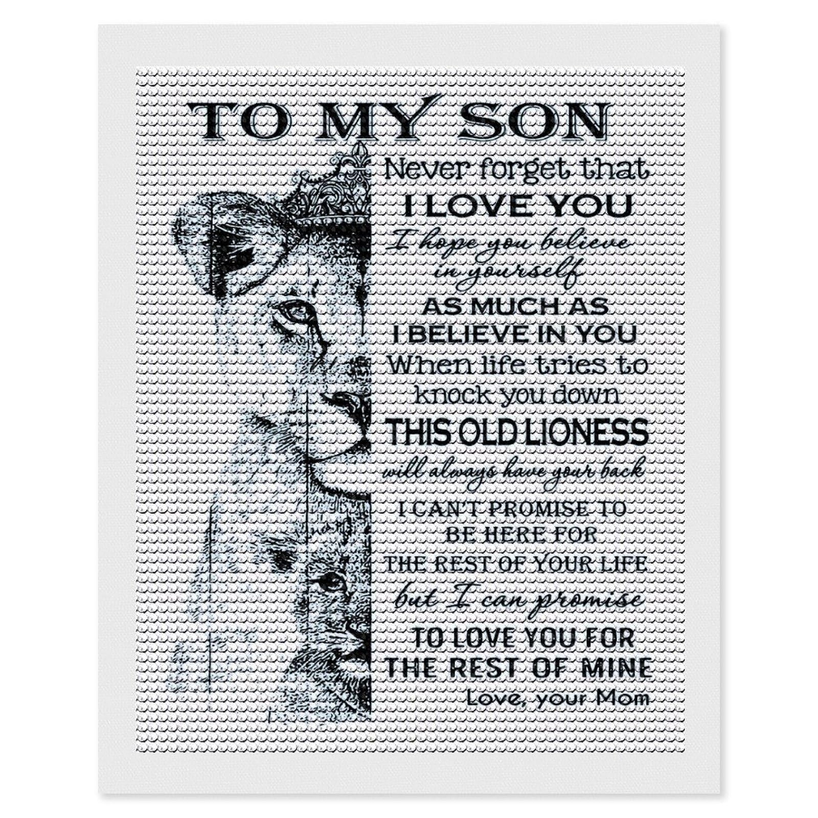 Junmoney to My Son Lion Diamond Painting Kit 16"x20", Adhesive Canvas, Home Wall Decor, for Beginners, Birthday Gift, Full Kit Included