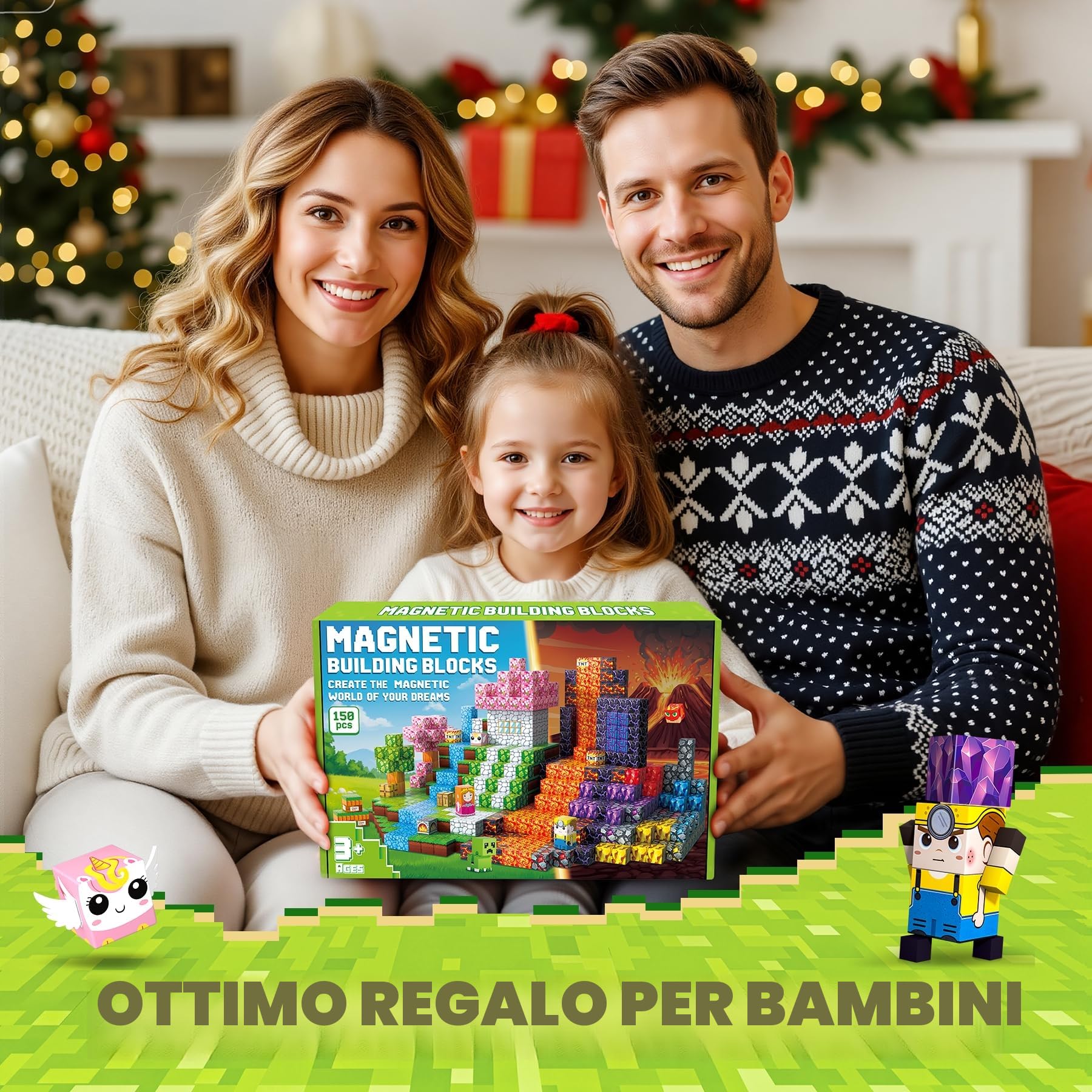 Costruzioni Magnetiche per Bambini - 150 Pezzi Costruzioni cubi magnetici per Bambini - Giochi blocchi Magnetici per Bambino 3 4 5 6 7 8 9 10 Anni - Pasqua Regali di Compleanno 3-10 Anni Natale