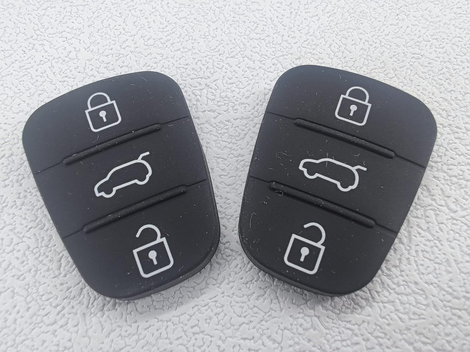 2 Pack 3Button Auto Remote Key Fob Button Pads Rubber Black Insert