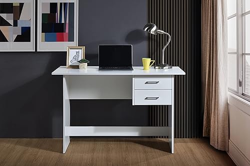 Miniatura 2 de Hodedah Escritura de 2 cajones en escritorio blanco