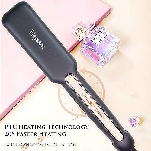 Miniatura 5 de Heysam Plancha plana para cabello grueso, plancha y rizador de pelo de doble voltaje iónico de cerámica de titanio 2 en 1, plancha plana de viaje de
