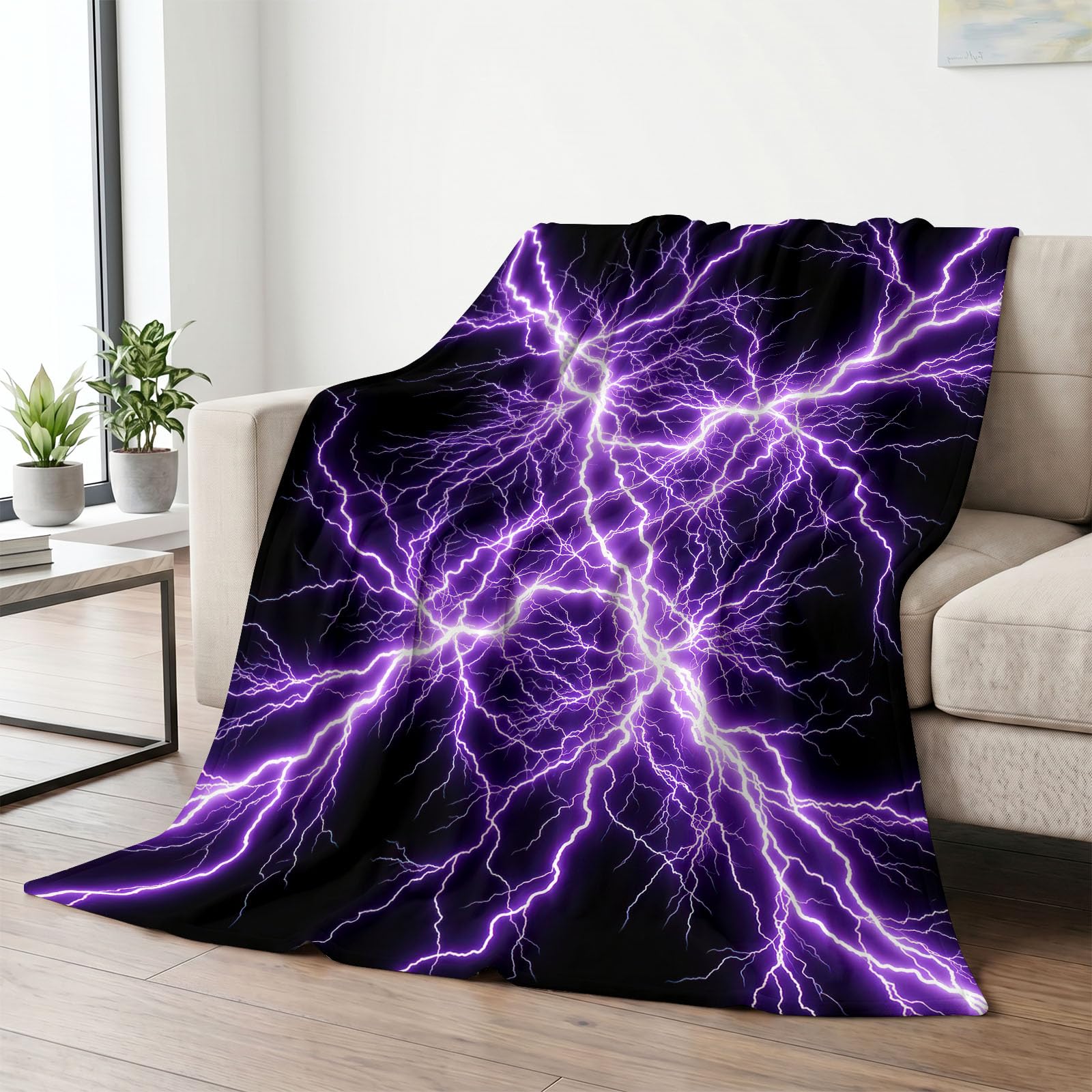 Generisch Natur Violetter Blitz Kuscheldecke 220 x 240 cm überwurfdecke