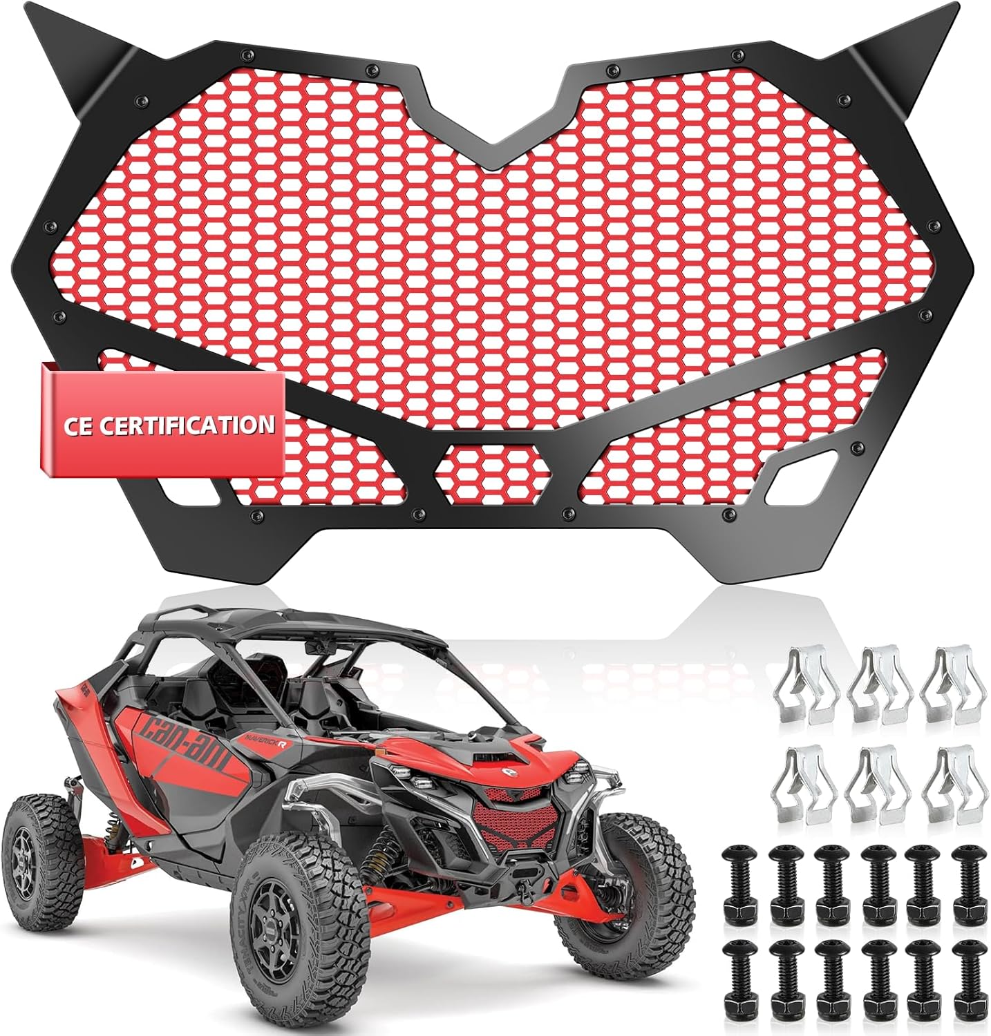 Heavy-Duty Mesh Grille for Can-am Maverick R Front Grille, Compatible with Can Am Maverick R X RS Smart-shox 2024 2025+ All Models, Aircraft-Grade Billet Design Maverick R Grill - Image 9