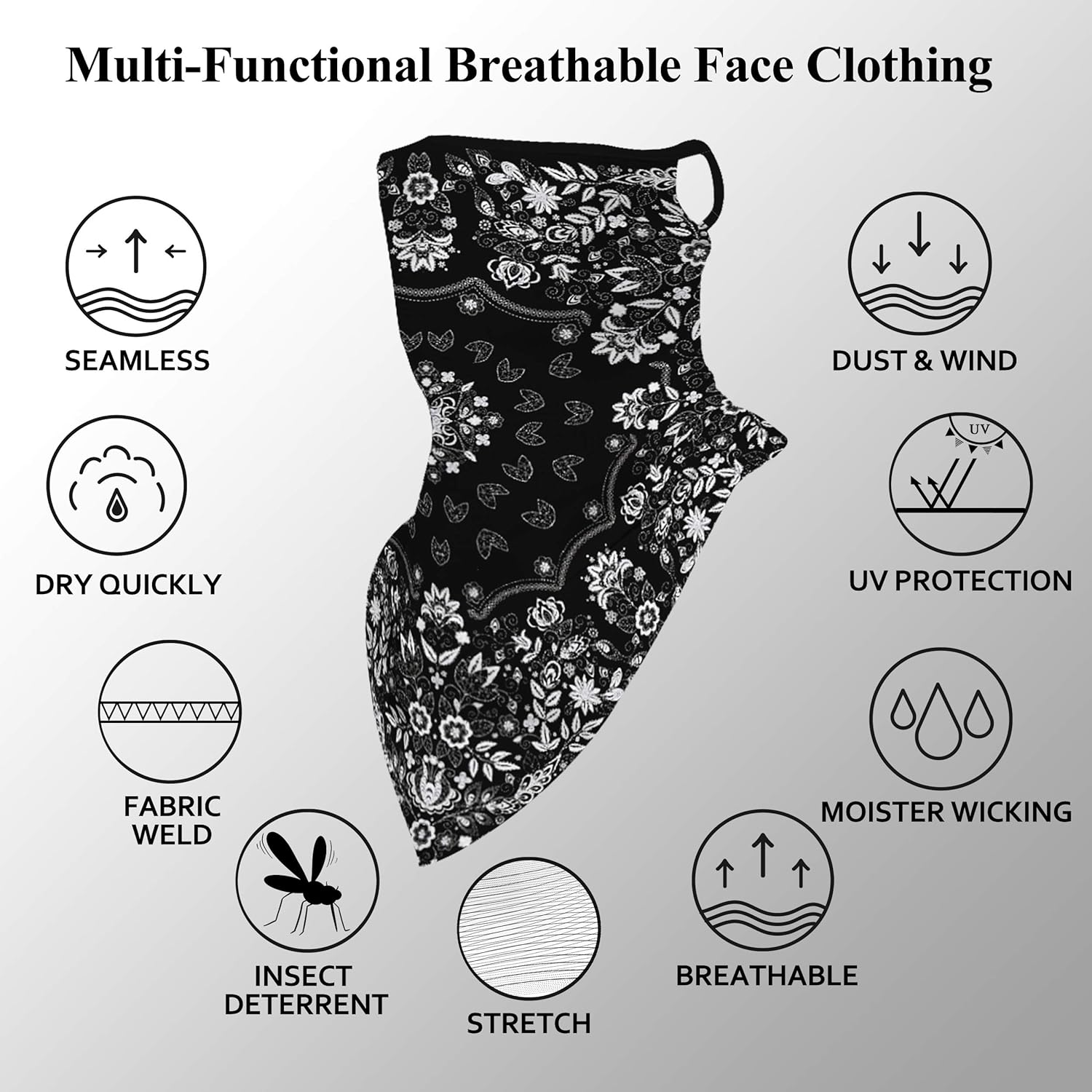 BINACL Stylish Headbands, Breathable Face Covering Bandana 3D Magic Half Balaclava Ear Loops Washable Scarf Womens Mens Spring Cool Seamless Sun UV Protection Reusable Printed USA Flag Neck Gaiter : Clothing, Shoes & Jewelry