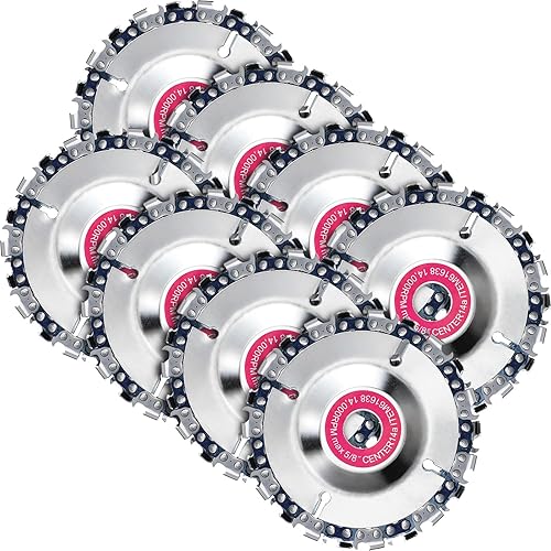 Newwiee 8 unidades de disco de cadena de tallado de madera de 58 pulgadas, 4 pulgadas, 22 dientes, amoladora de hoja de sierra de madera, disco de