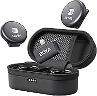 Microfone de lapela sem fio BOYA Omic-d-b para dispositivos iPhone iOS, cancelamento de ruído do telefone, bateria de 5 horas, transmissão estável, microfone de podcast sem fio