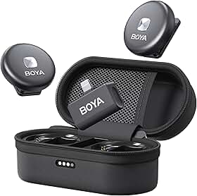 Microfone de lapela sem fio BOYA Omic-d-b para dispositivos iPhone iOS, cancelamento de ruído do telefone, bateria de 5 horas, transmissão estável, microfone de podcast sem fio