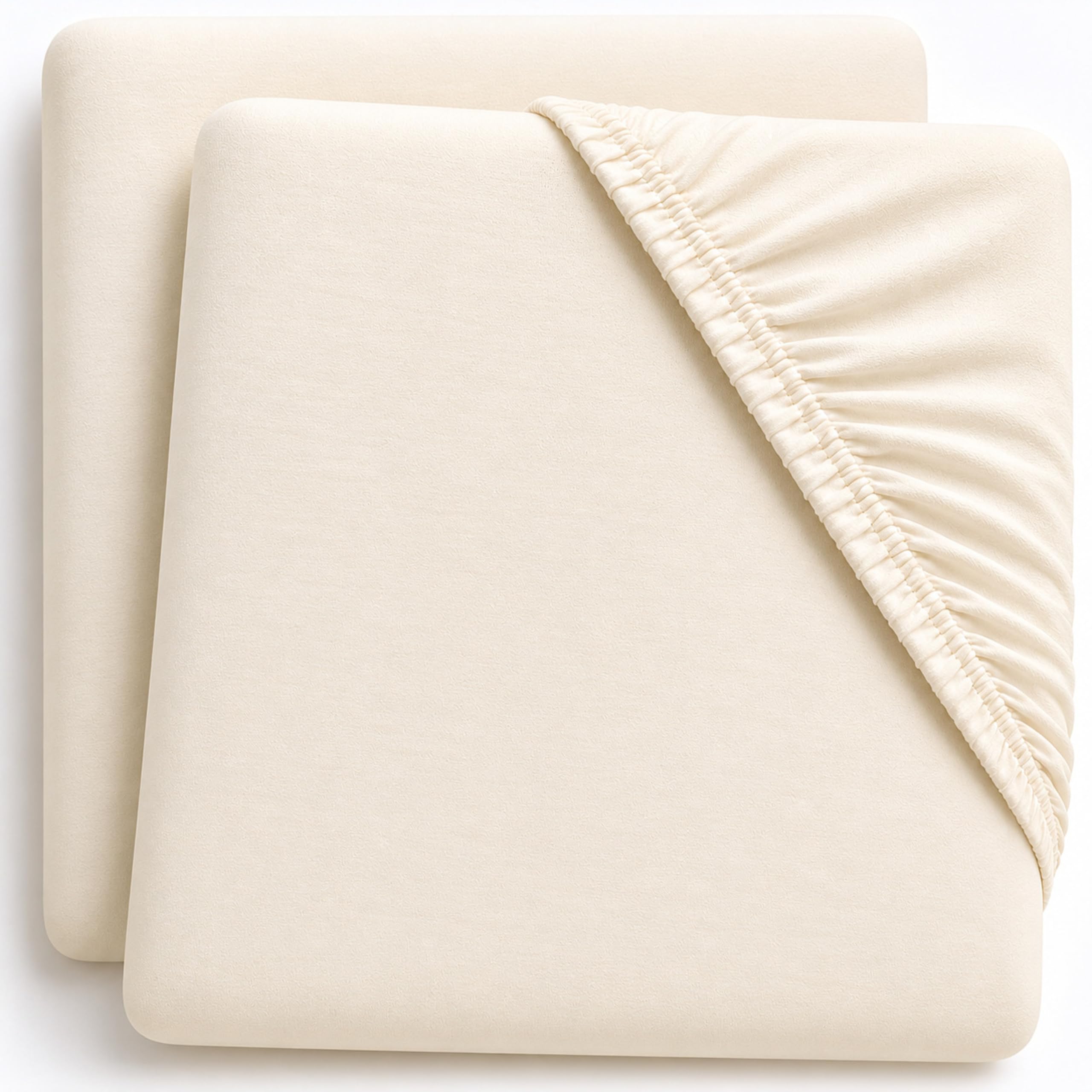Dudu N Girlie Jersey Cotton Baby Cot Fitted Sheets, 60x120cm, Cream, 2 Pack