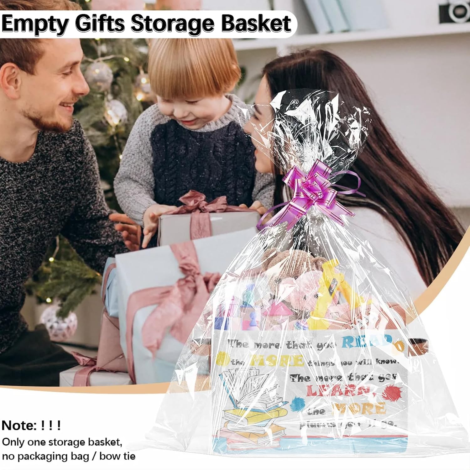 Reading Book Kids Storage Basket - Collapsible Toy Storage Bin with Handles - Rectangle Nursery Gift Basket for Boys Girls Room Decor