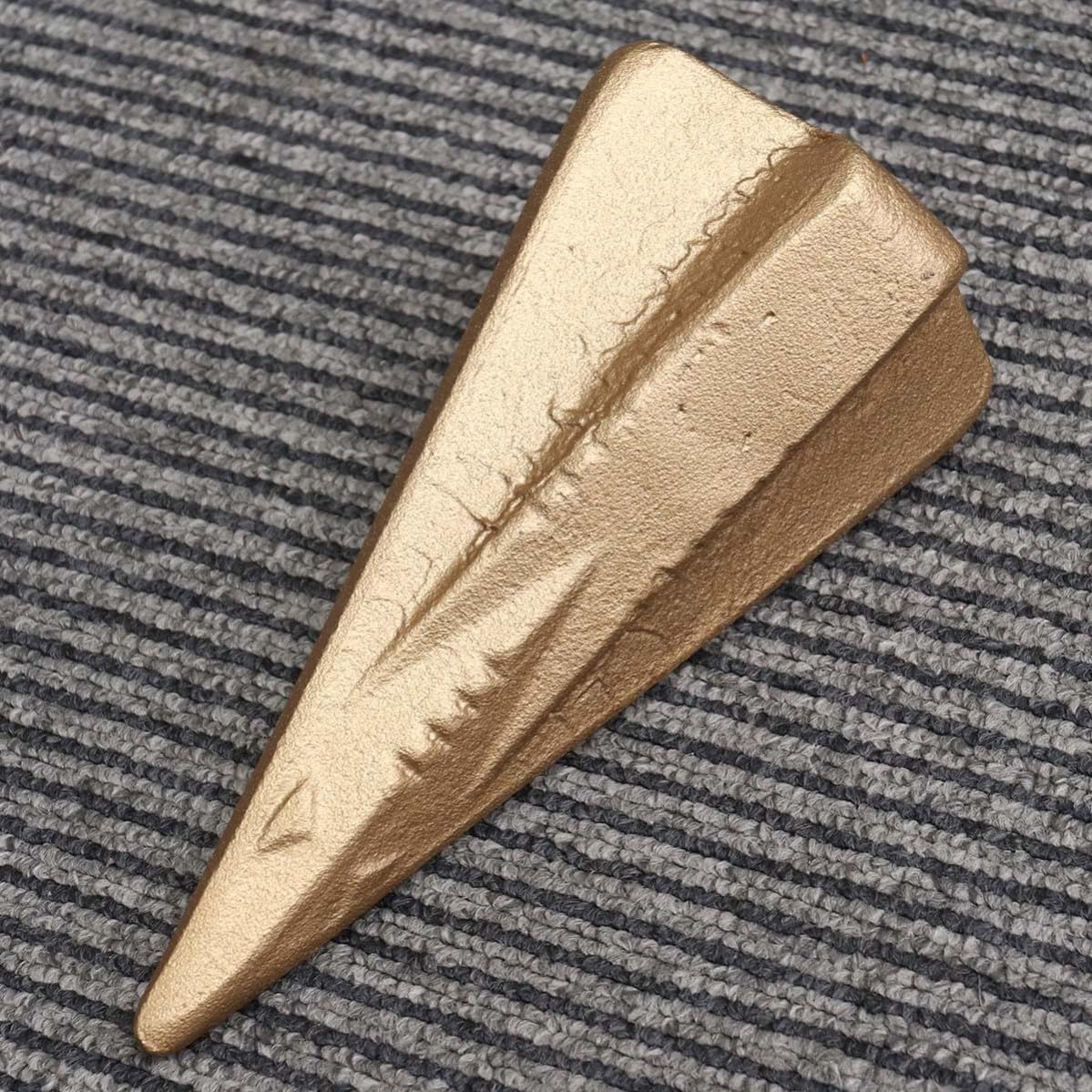PLAFOPE Coin de Fendeur de Bûches en Acier Or Tête Large pour Plus de Puissance, Outil Manuel pour Travailler le Bois en Menuiserie