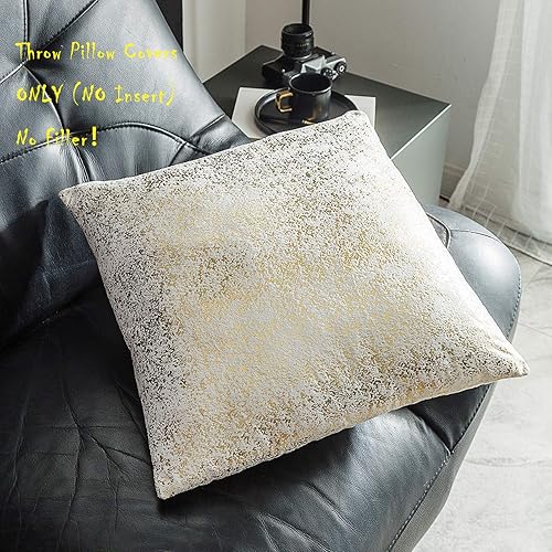 Miniatura 2 de Xinrjojo Fundas decorativas blancas para cojines decorativos, fundas de almohada metálicas doradas, paquete de 2, fundas de cojín suaves, fundas de