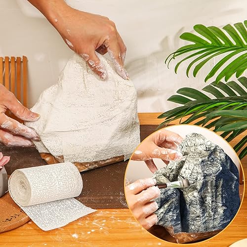 Miniatura 6 de Rollos de tela de yeso de 45 pies a 211 pies, tiras de gasa blanca, vendajes envolventes para manualidades, máscara de molde para el vientre, moldes