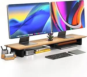 COREMINDED Solid Wood Dual Monitor Stand Riser – 43