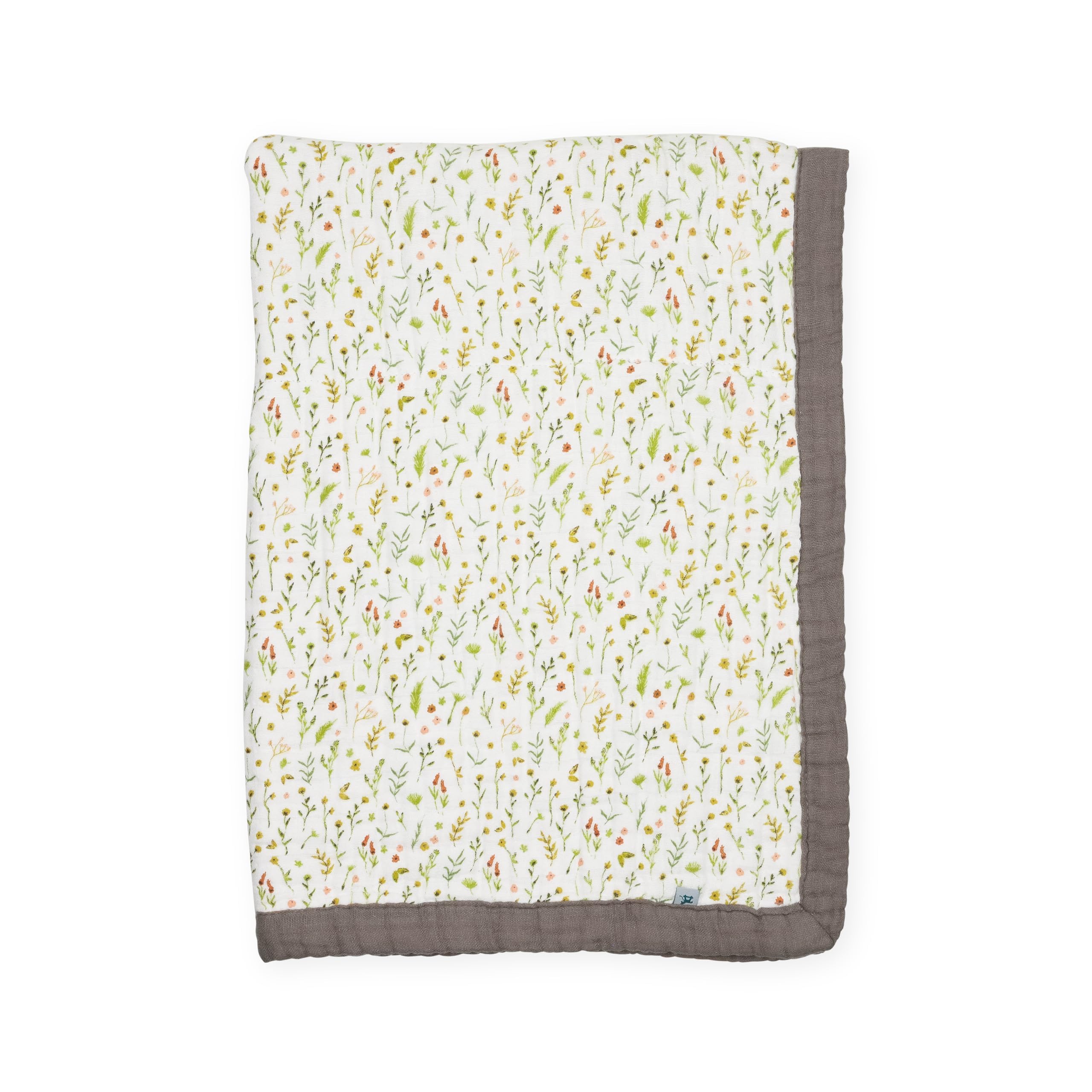 Little Unicorn 100% Certified Organic Newborn Receiving Quilt | Ultra- Soft, Multi-Layered Muslin Fabric | Gift for Newborns &amp; on-the-go (Floral Field)