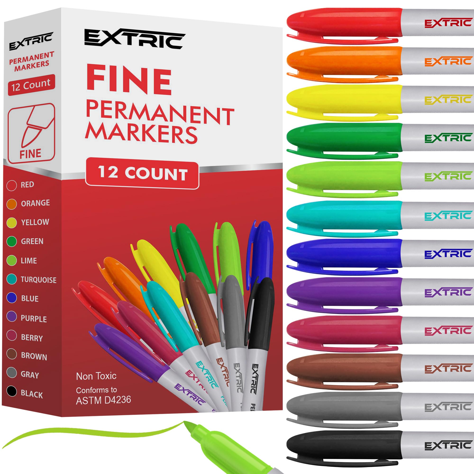 Amazon.com: EXTRIC Permanent Markers, Assorted Colors, 12 Count