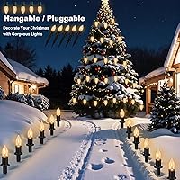 Vista 4 de PerPaiMe C9 Luces de camino de Navidad al aire libre LED - 24.2 pies Cadena de luces con 20 bombillas, luces impermeables de camino de Navidad
