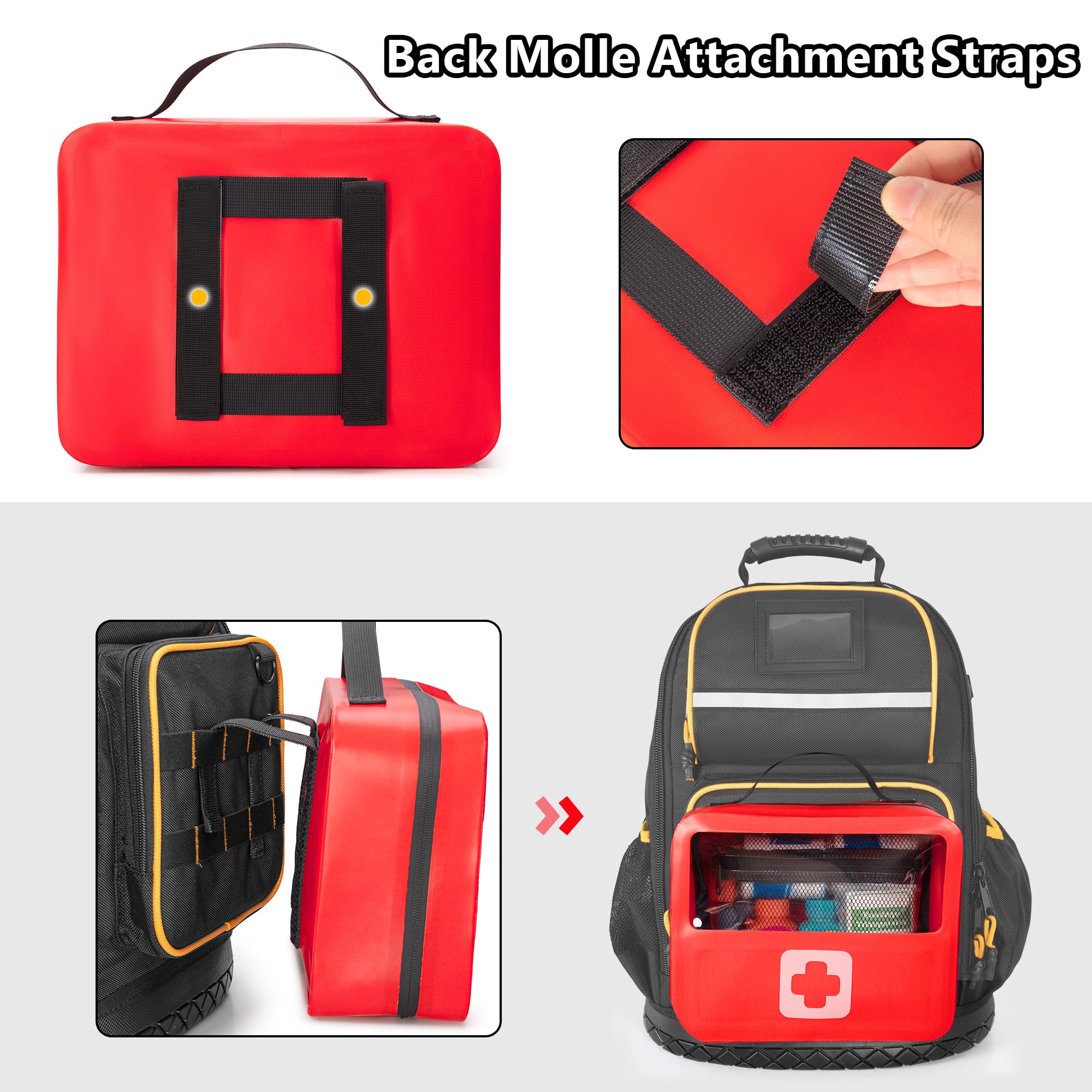 Marscamd Bolsa de primeros auxilios vacía impermeable con panel desmontable, pequeña bolsa médica con sistema Molle, color rojo (solo bolsa)