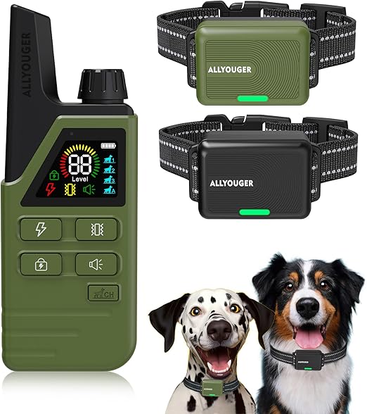 Dog Shock Collar 2 Dogs (5-120Lbs) - 4500FT Dog Training Collar with 3 Training Modes, Security Lock,Reflective Nylon Colar,IP67 Waterproof&Rechargeable e-Collar with Remote for All Breeds, Sizes