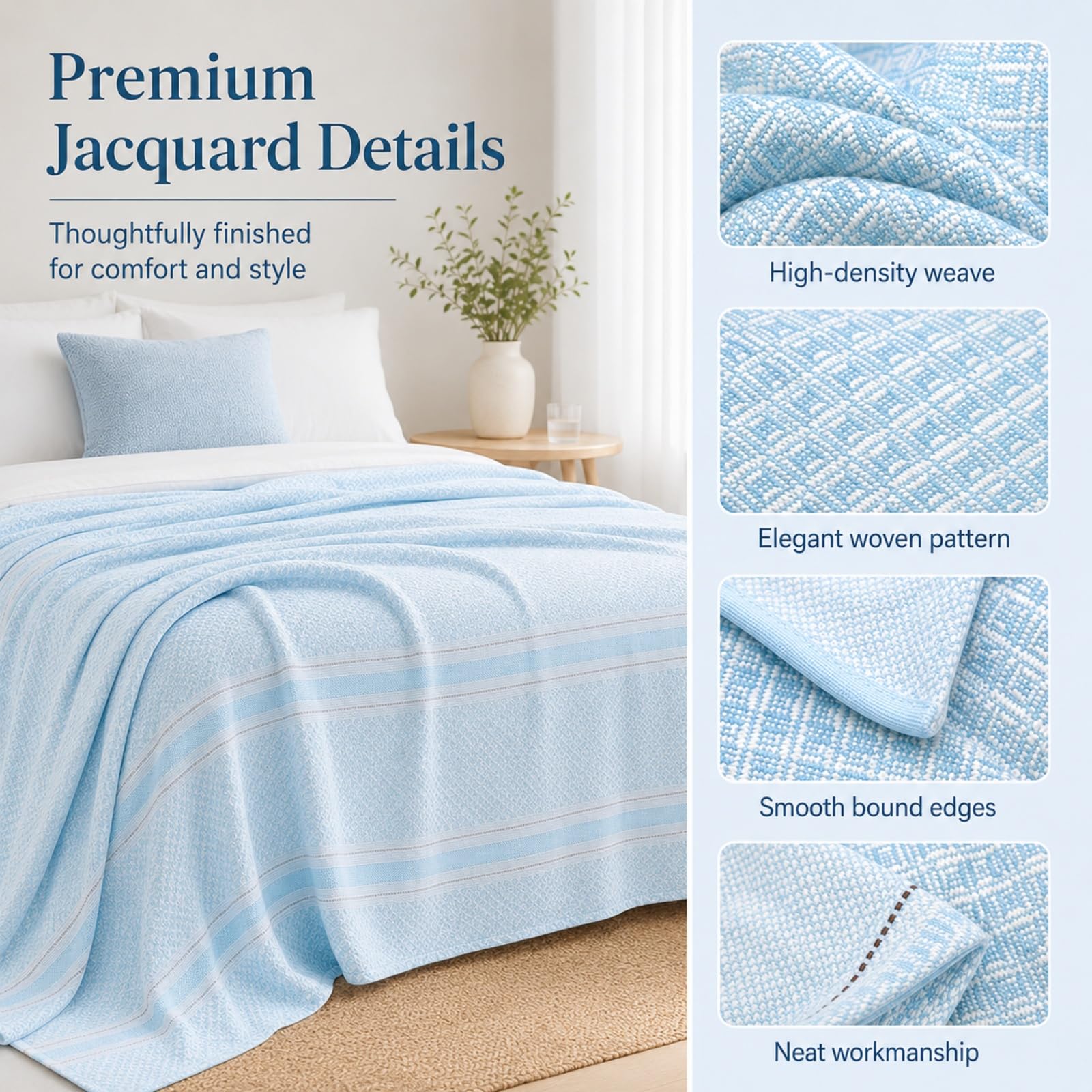 Odot Couverture Rafraîchissante Été Nuit Sueurs (180x220CM,A03 Bleu) | Couvertures Fraîcheur Double Face Légère, Idéal pour Lit Simple Double King Size, Plaid Frais Anti-Transpiration