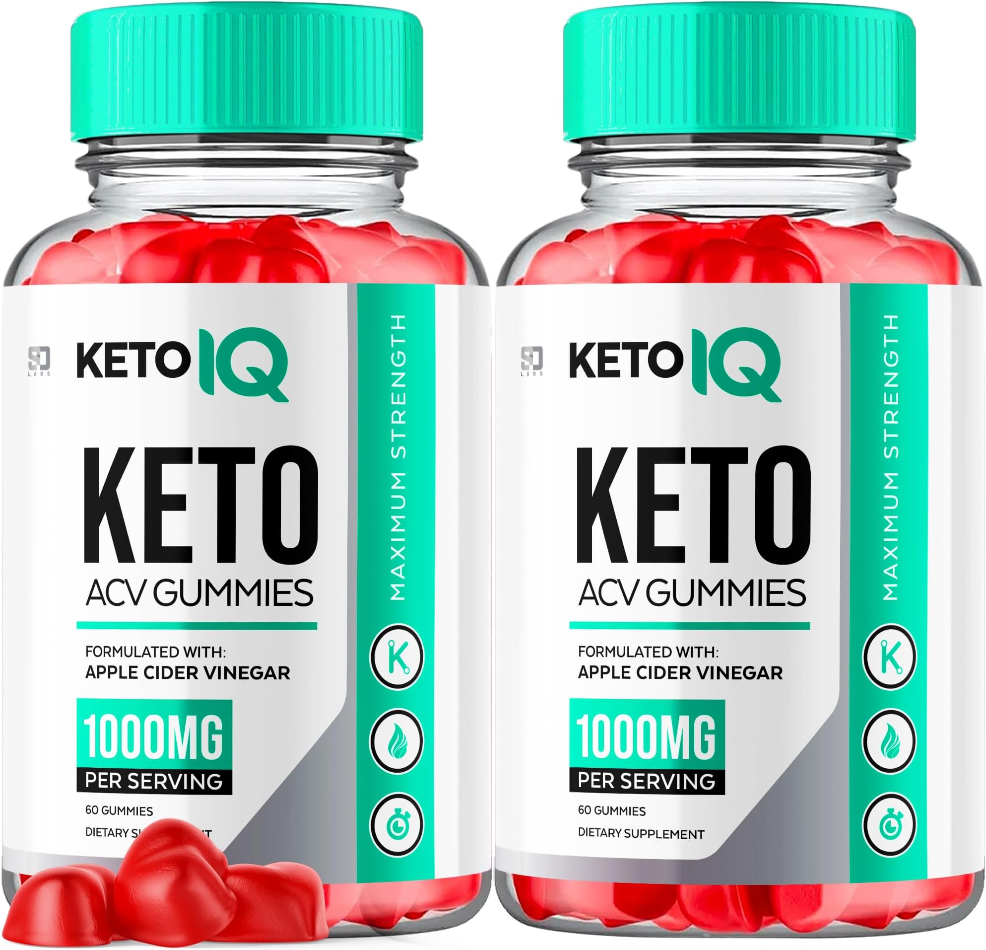 (2 Pack) Keto IQ ACV Gummies, Keto IQ ACV Keto+ACV Advanced Formula Apple Cider Vinegar 1000mg Supplement Gummies, Keto IQ ACV+Keto Gummies with Folate Vitamin B12 and B6 Beet Root (120 Gummies)