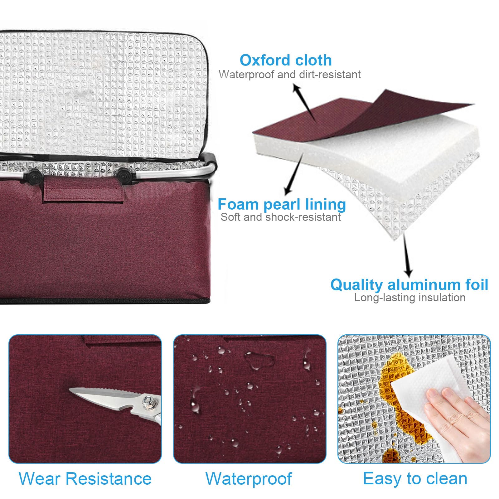 18L Einkaufskorb Faltbar, Einkaufskorb mit Kühlfunktion, mit Deckel, Korb Einkaufen, Kühlkorb Klappbare, Kühlbox Tragbare, Tragekorb, Isoliert für Reisen, Picknick, Einkaufen