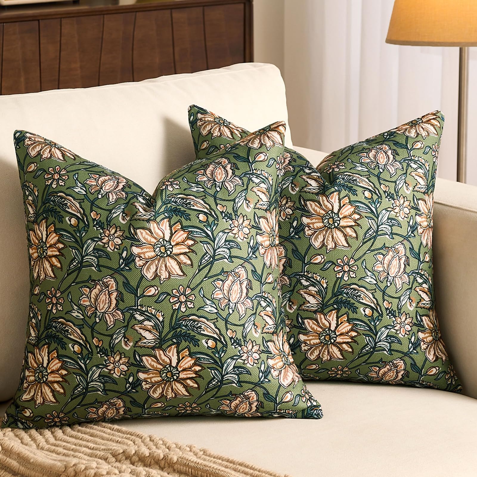 HomGoodz Floral Pillow Covers Couch 18x18 Vintage Floral Throw Pillow Covers Print Cushion Cases for Sofa Couch Outdoor